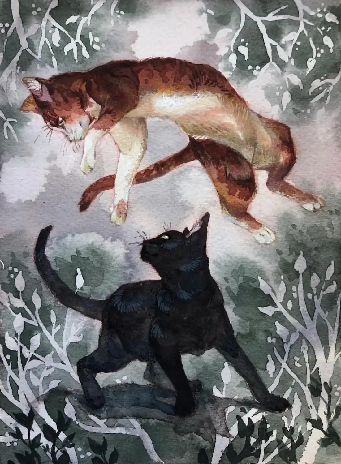 Cat’s Play - Watercolour and gouache on cold press