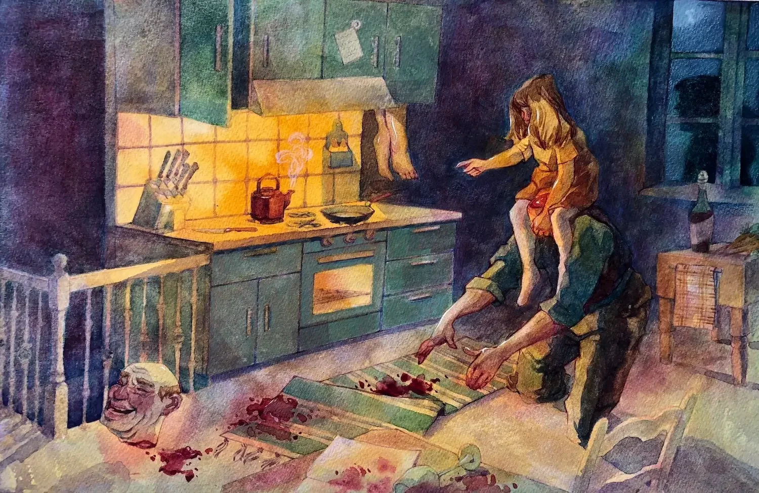 Head games - horror watercolour