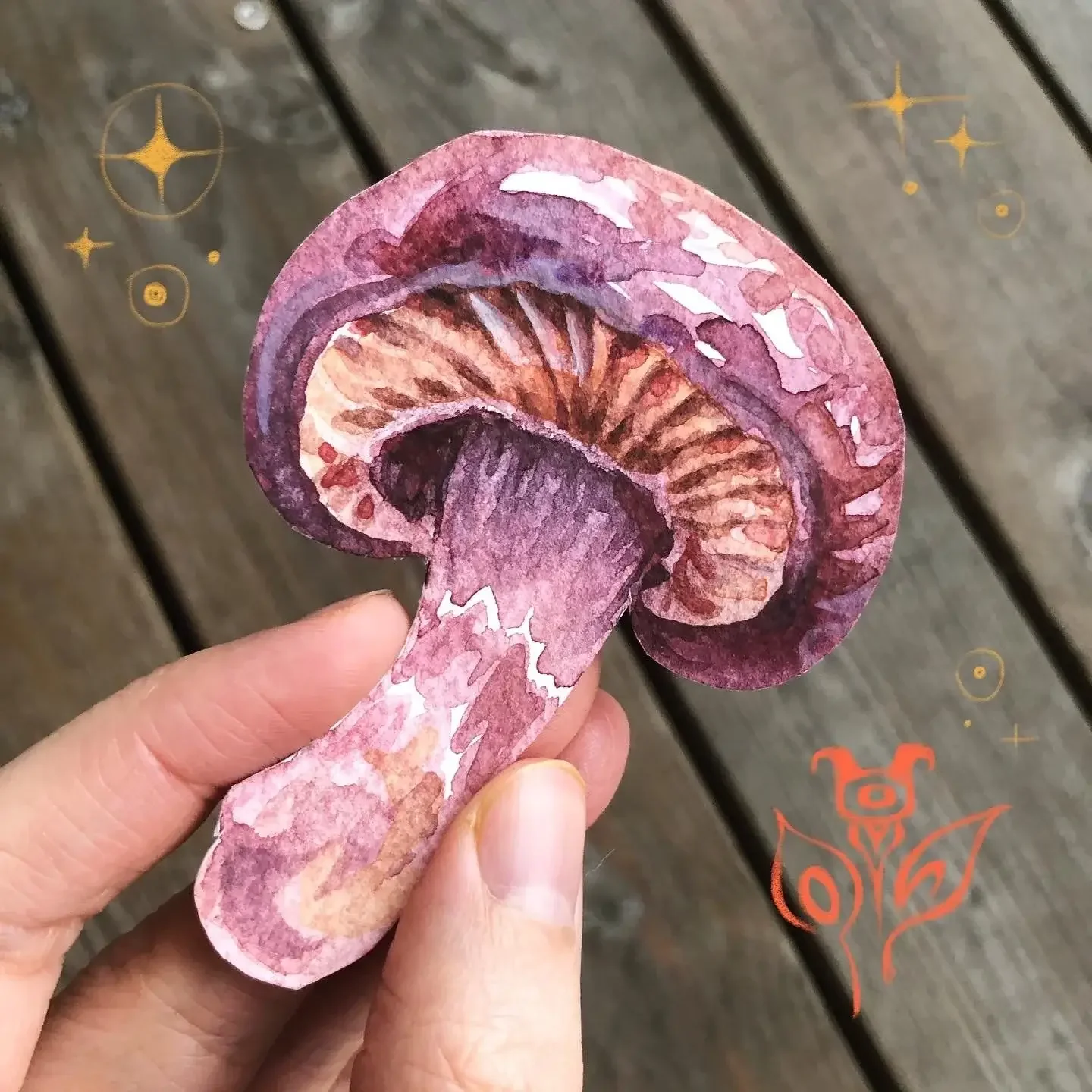 Purple mushroom - watercolour study