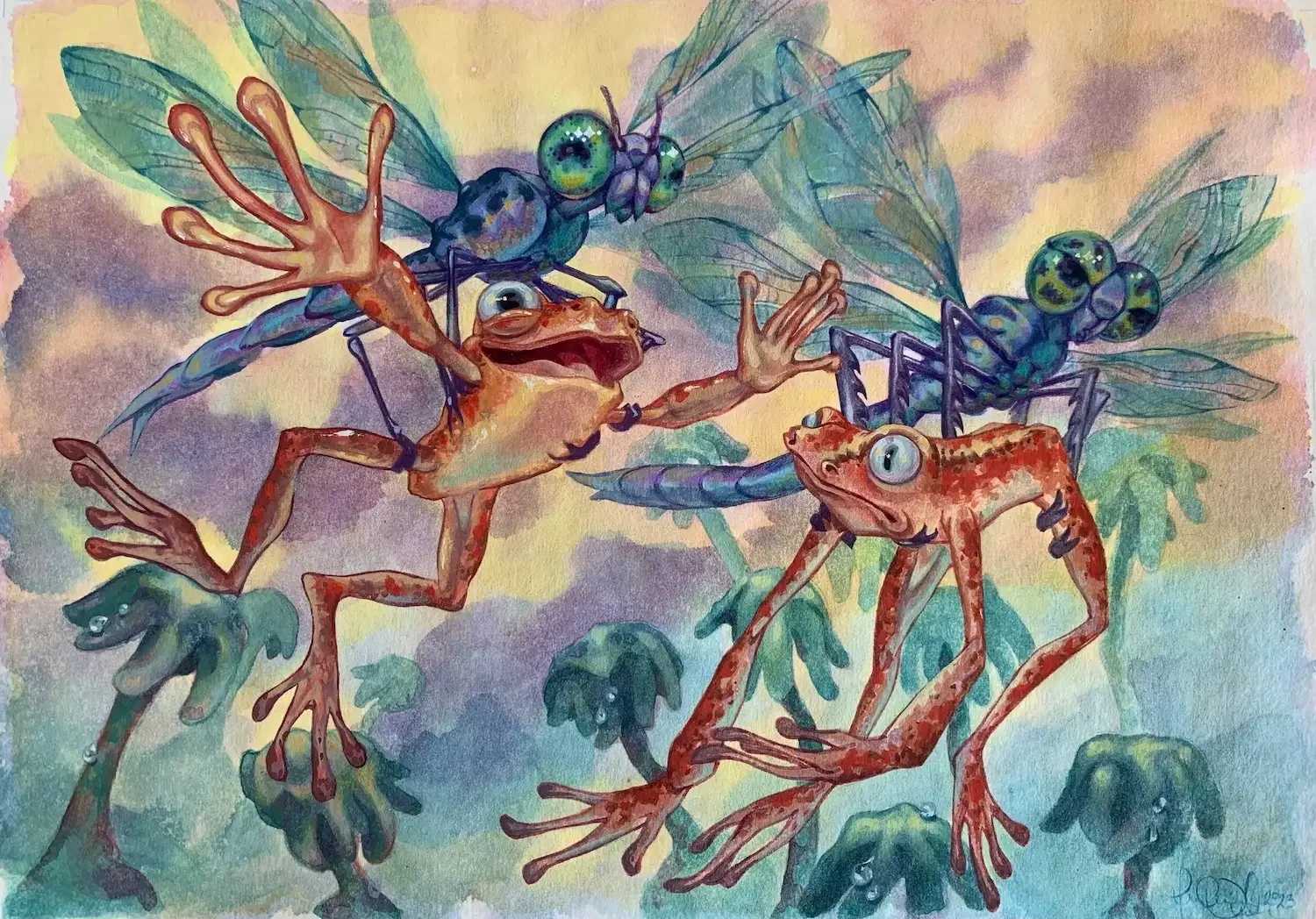 An Exhilarating Flight - Gouache and coloured pencil on cold press