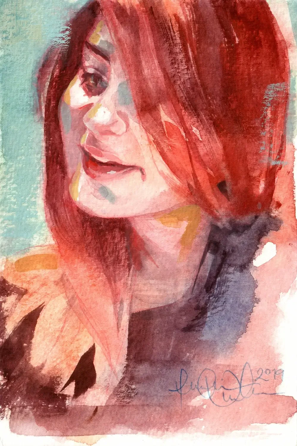 Holly - portrait gouache