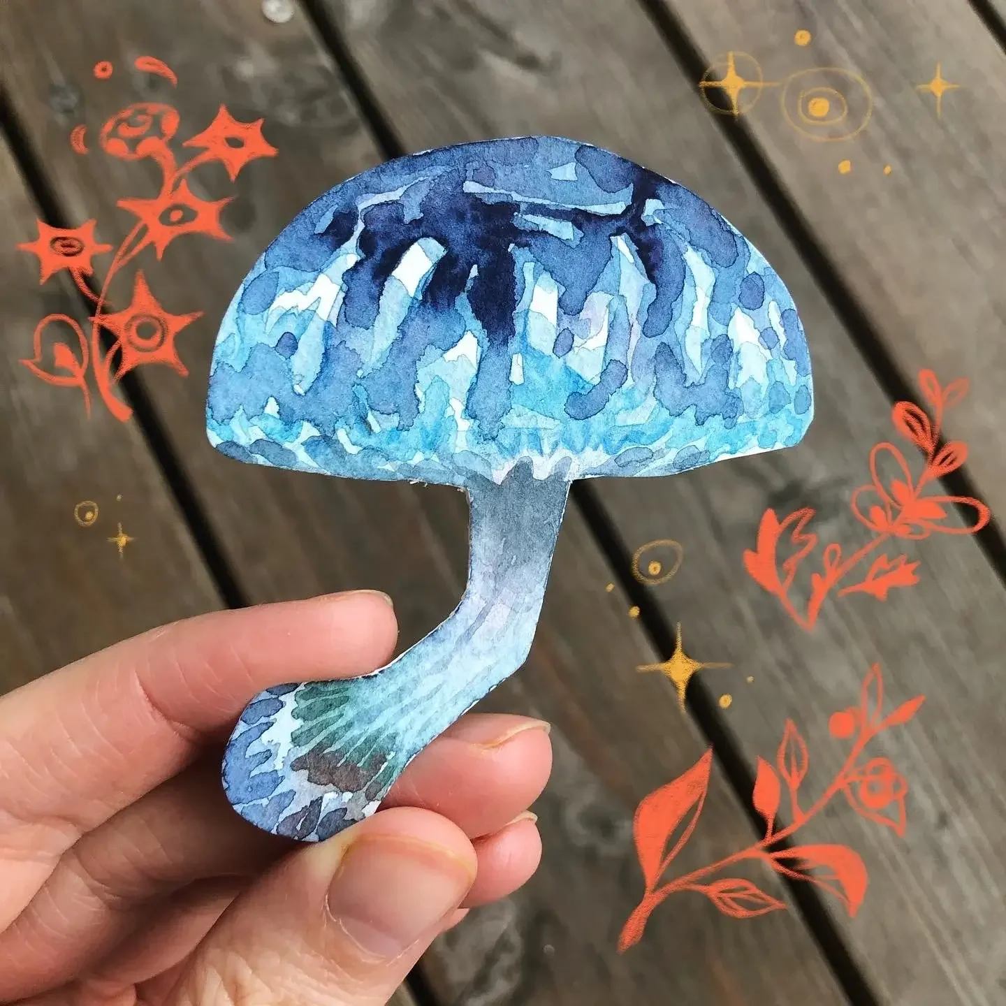 Blue mushroom - watercolour study