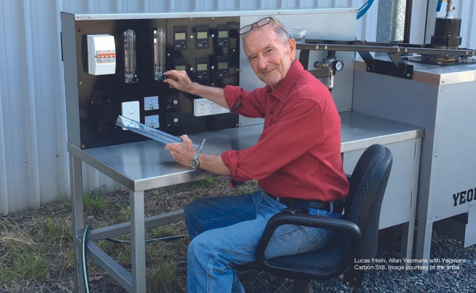 Allan Yeomans with the Yeomans Carbon Still