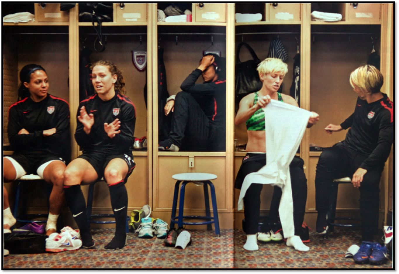Alex Morgan and Megan Rapinoe - two of the best - with two seemingly different approaches to checking-in.