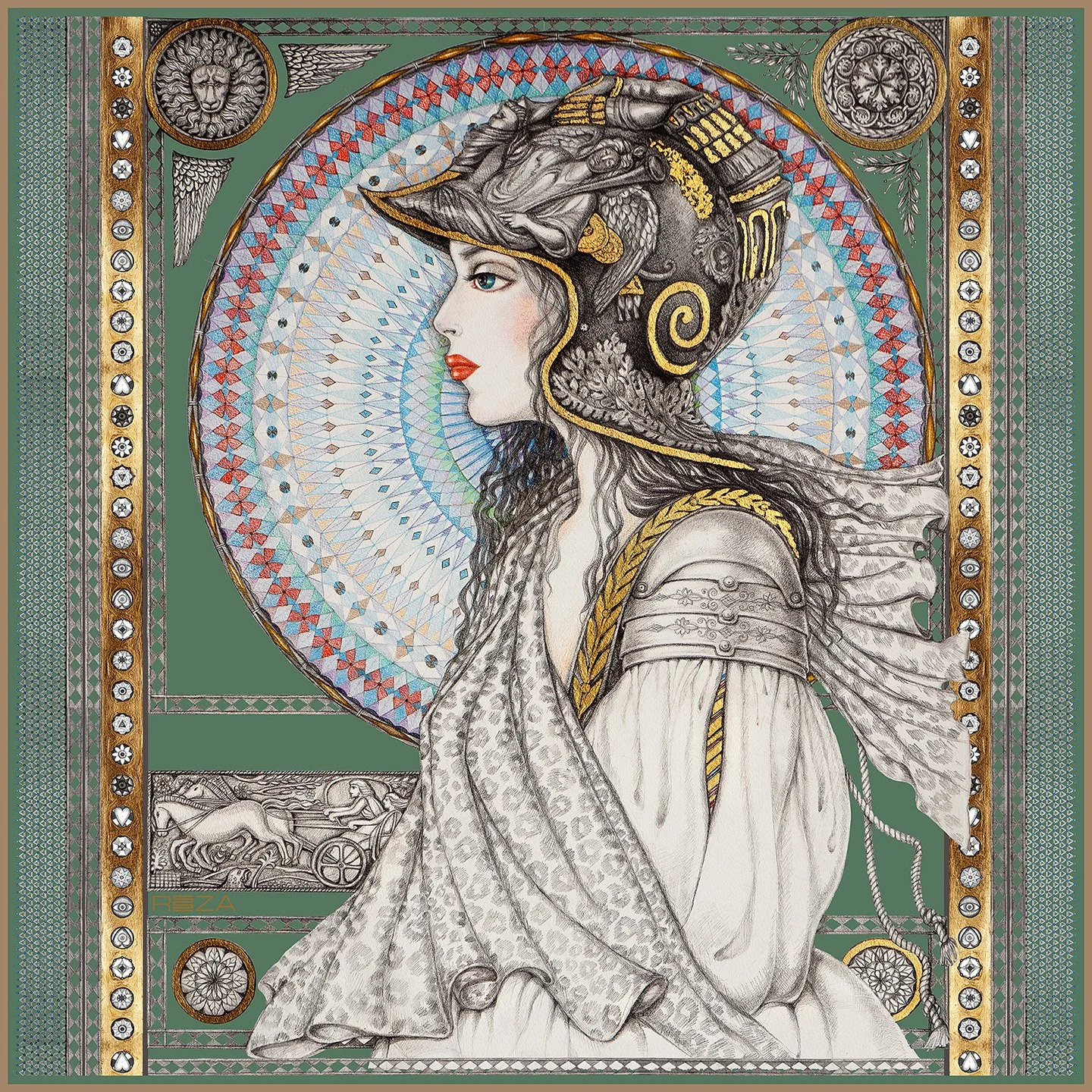 WARRIORS OF FASHION No.7 CASHMERE-SILK SCARF 53 / VICTORY GREEN