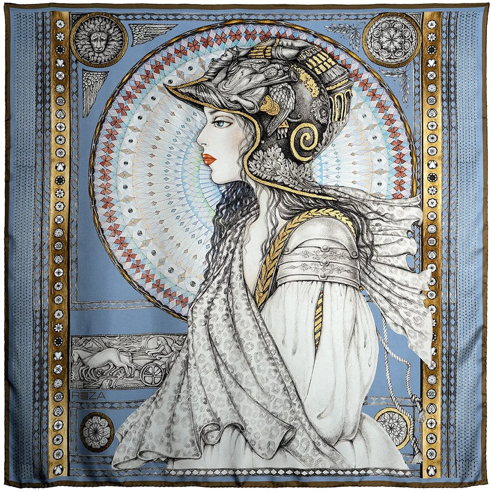 WARRIORS OF FASHION SILK SCARF 53 SEAGLASS — ROZA SF