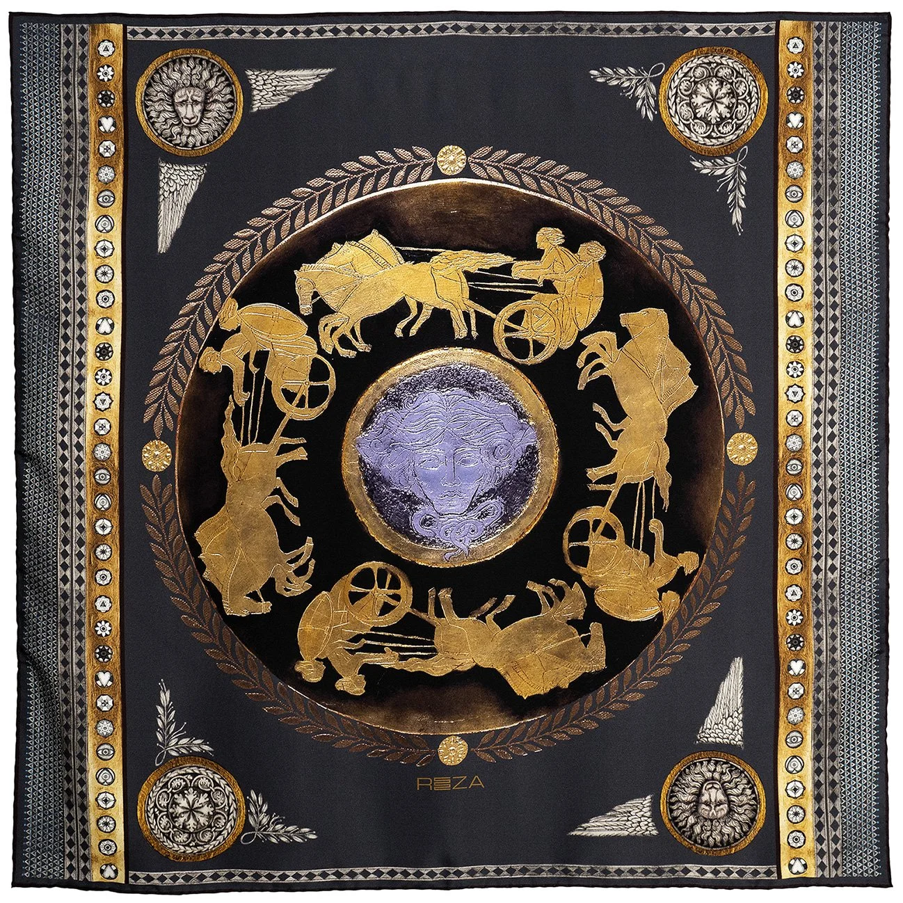 ECHOES OF ETERNITY No.3 SILK SCARF 36 / DEEP GRAY