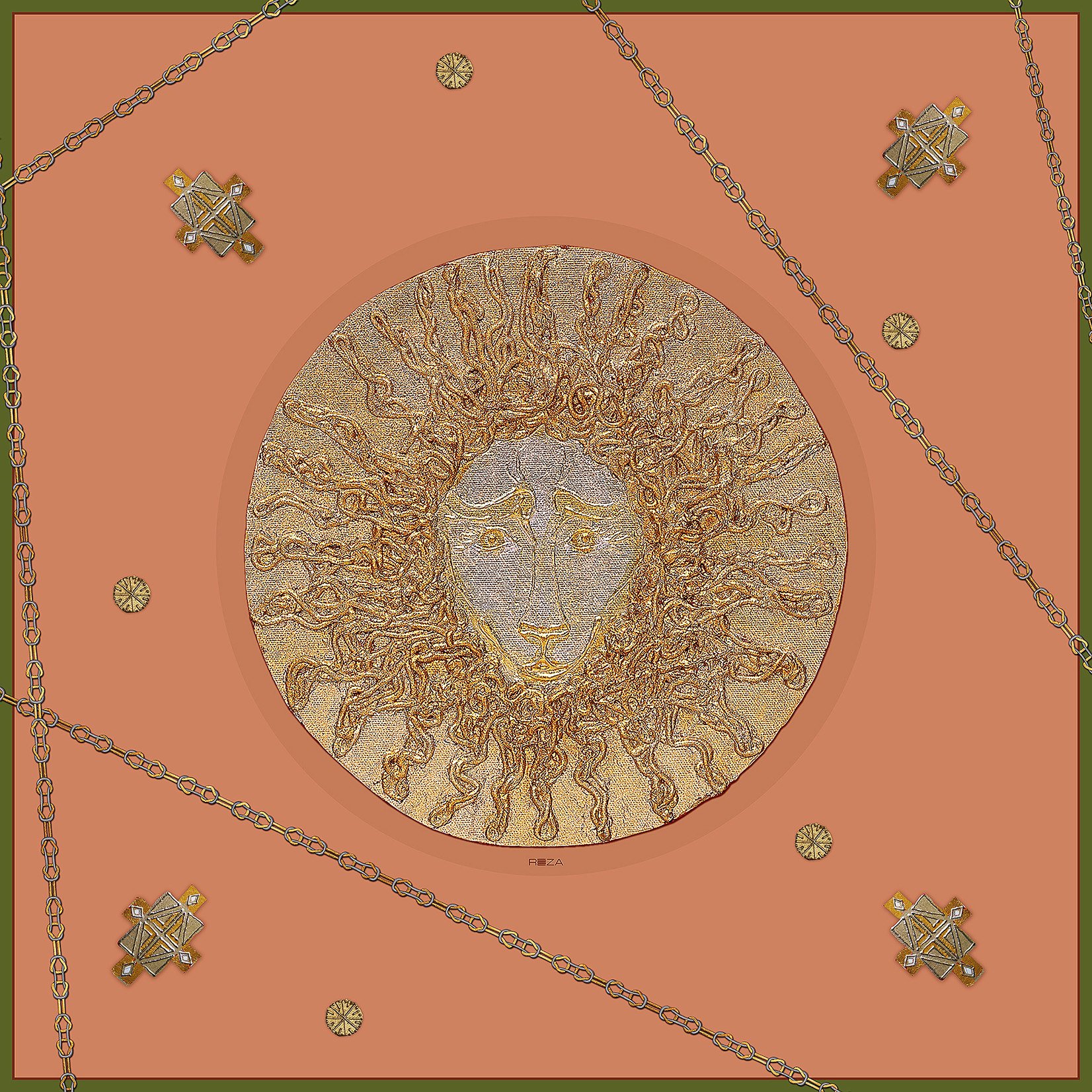 TRACES OF ETERNITY CASHMERE SCARF 53 / BURNT CORAL