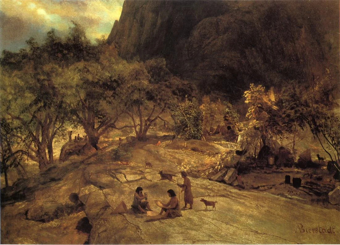 Albert Bierstadt "Mariposa Indian Encampment" Yosemite, 1872