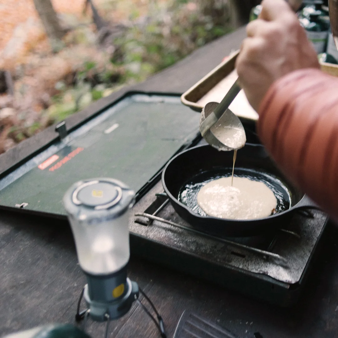 What could be finer than acorn pancakes in the redwoods at dawn?