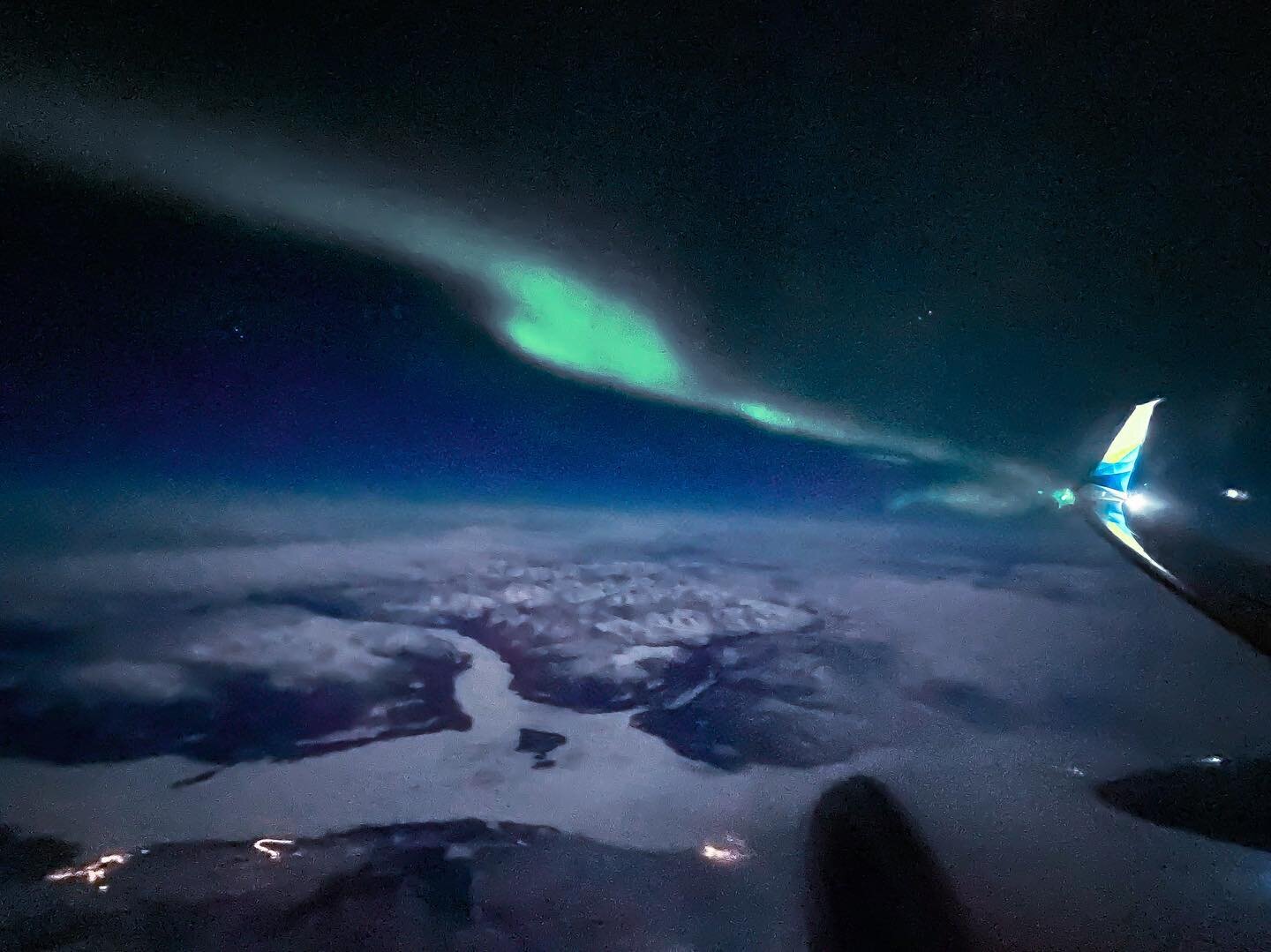 Crappy iPhone photo at 36,000 feet over the Yukon Territory en route to Fairbanks. I'm heading out on an Aurora photo tour tonight with dodgy conditions. Hopefully this isn't the only Aurora I see.
 
6 February 2023

#aurora #northernlights #shotonip