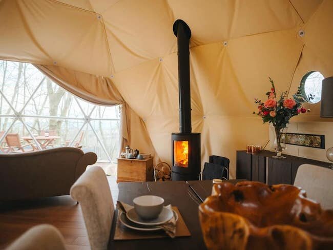 Cosy fires and stylish interiors Photo: Woodland Escapes