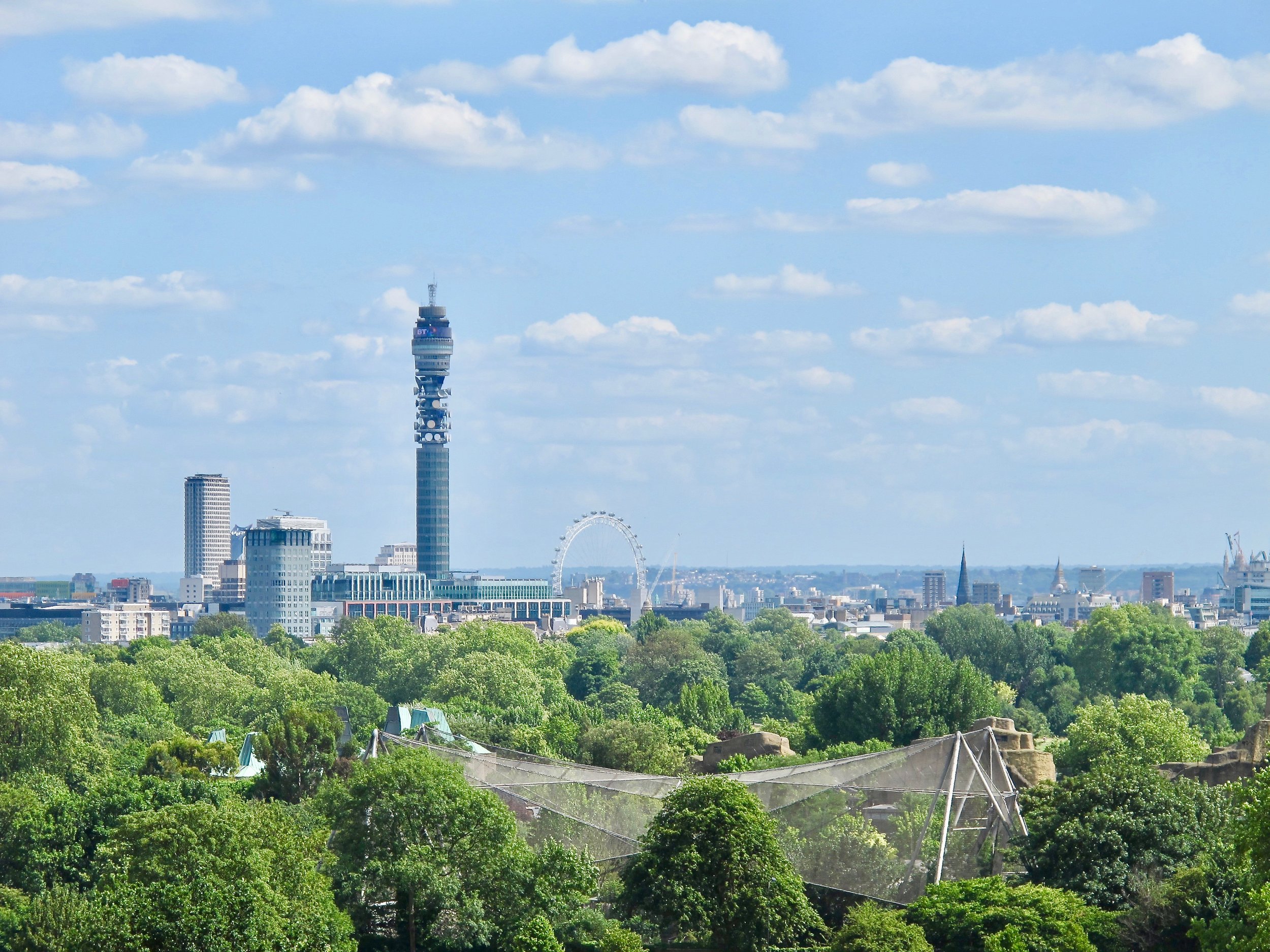 London BT Tower viewed from Primrose Hill