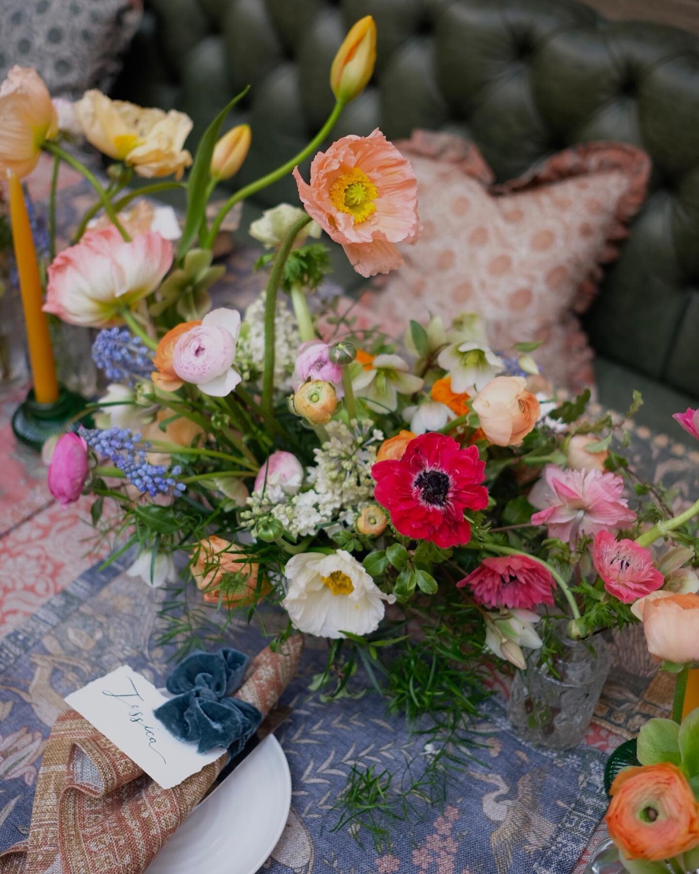 A closer look at a lovely brief this week for @sofasandstuff 
.
Beautiful new collection of fabrics, here styled on the table for a spring filled celebratory launch 🥂