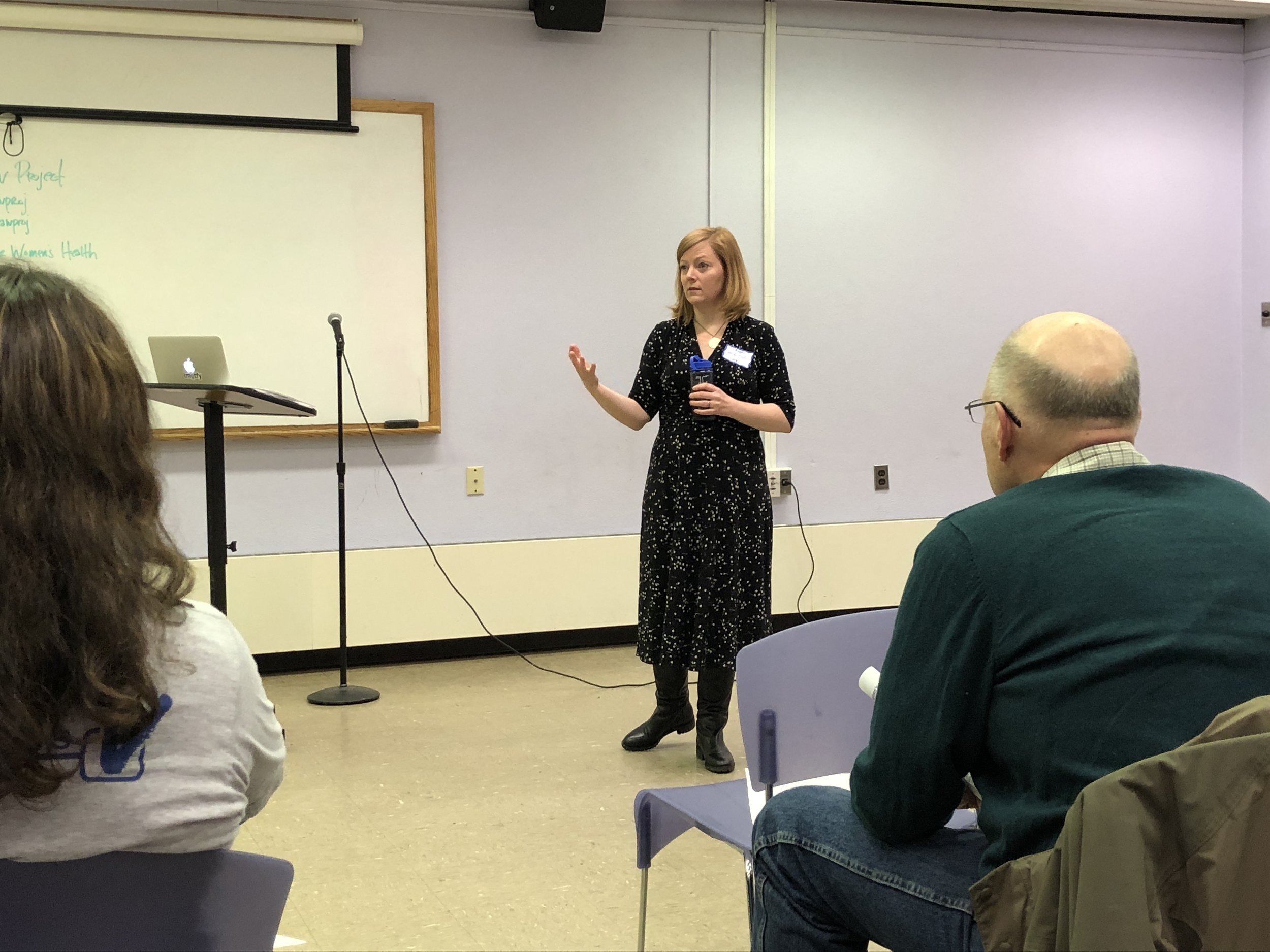  Tara Murtha from the Women's Law Project speaking at the March 18, 2018 H-CAN monthly meeting. 