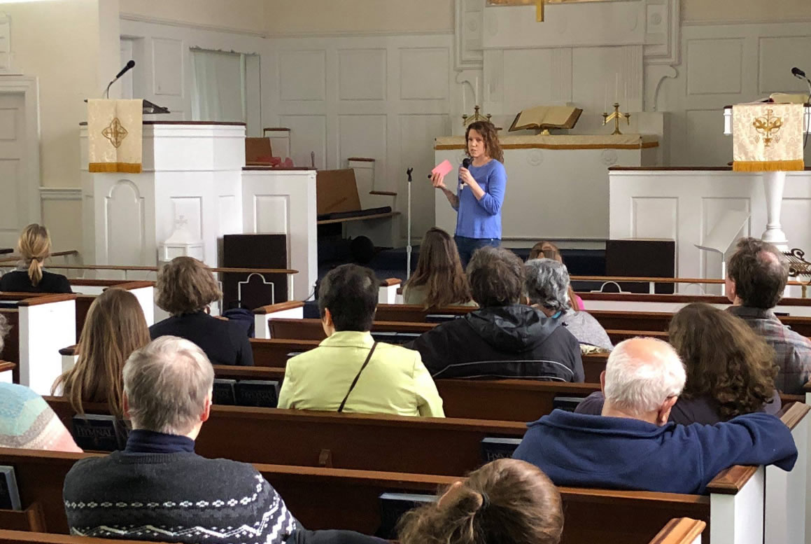  Tracy Lira, who spoke at the April 15, 2018 H-CAN general meeting, shared with the audience tips on how to fight climate change. 