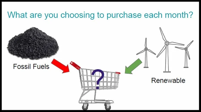 During the presentation, Meg Clark challenged attendees to switch to renewable energy.