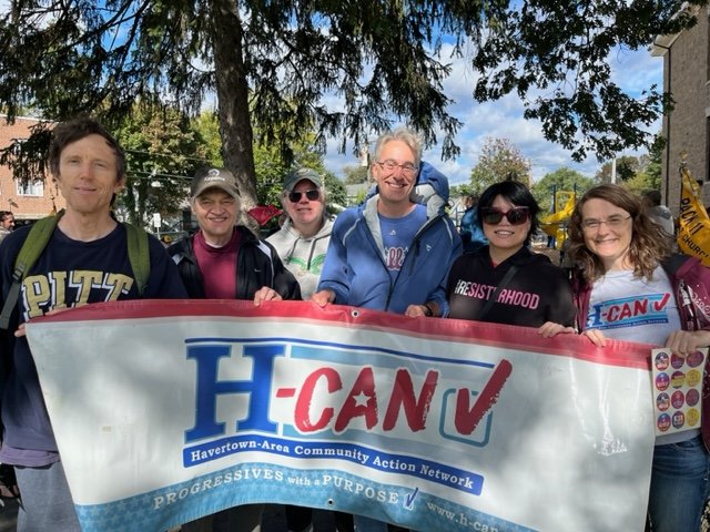  Members of H-CAN preparing to march in the Haverford Township parade on October 8, 2023.  