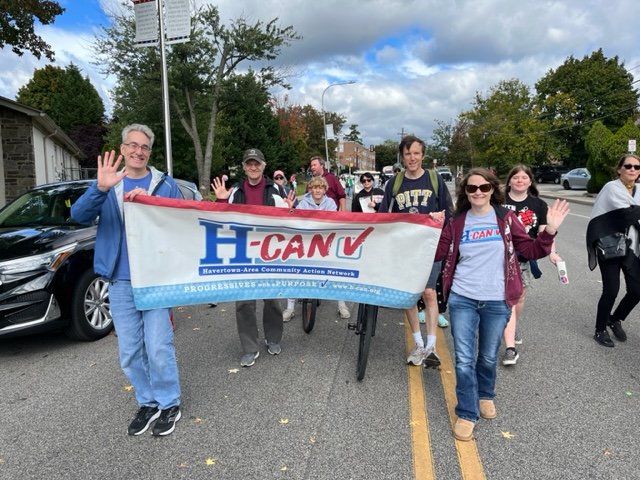  Members of H-CAN marching in the Haverford Township parade on October 8, 2023.  