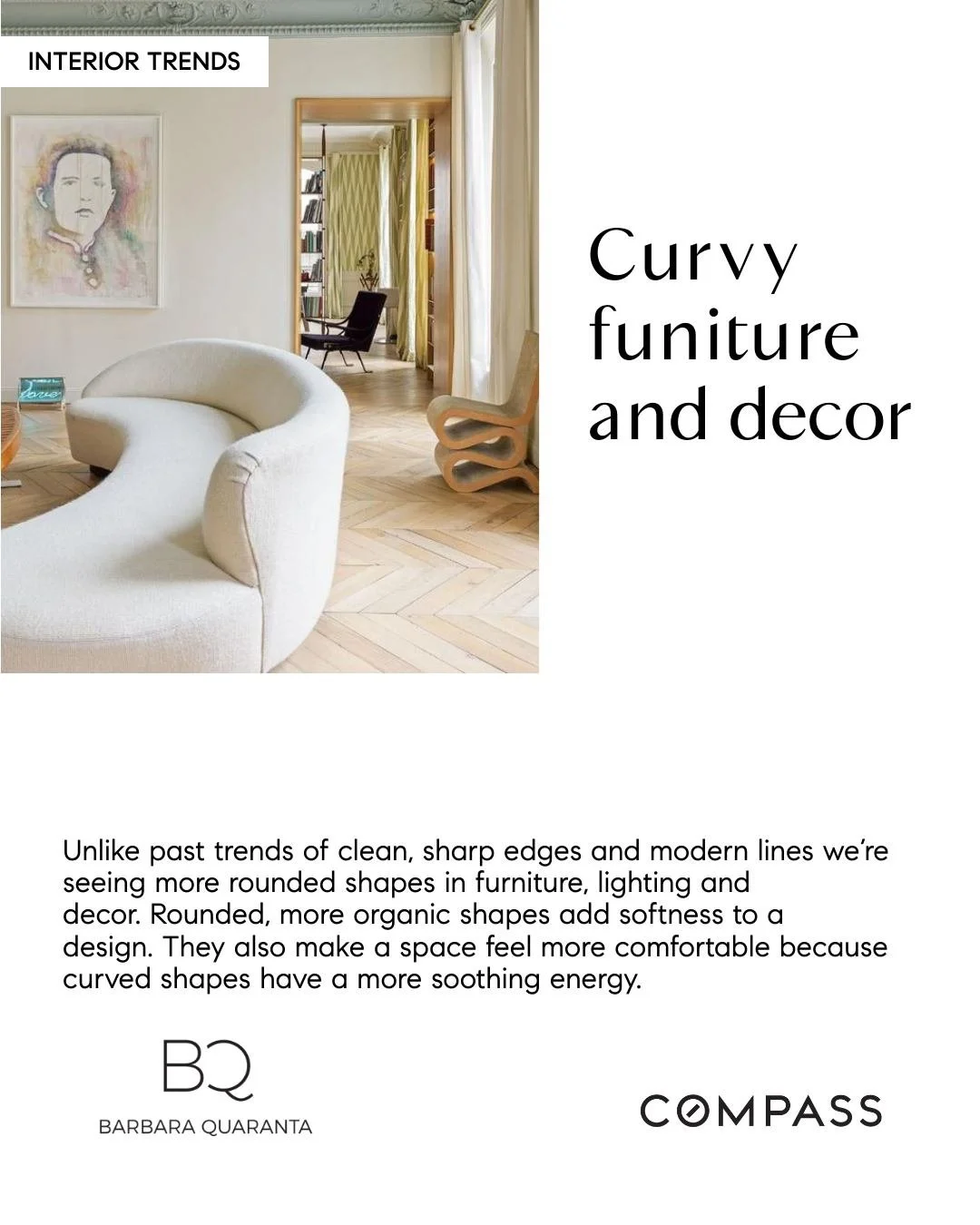✨ Curvy Furniture &amp; Soft-Edge Design Trends ✨
Sharp angles are taking a backseat this year! Modern interiors are embracing curvy furniture, rounded lighting, and organic decor shapes that add softness, comfort, and flow to a space. These natural,