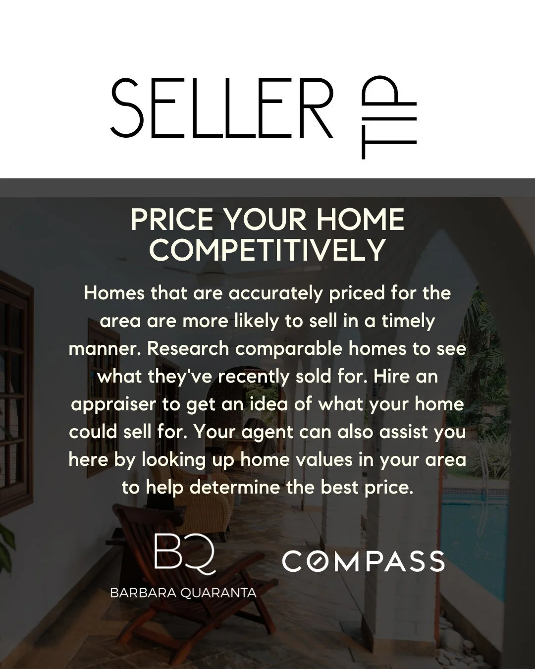 November Seller Tip

PRICE YOUR HOME COMPETITIVELY 
Homes that are accurately priced for the area are more likely to sell in a timely manner. Research comparable homes to see what they've recently sold for. Hire an appraiser to get an idea of what yo