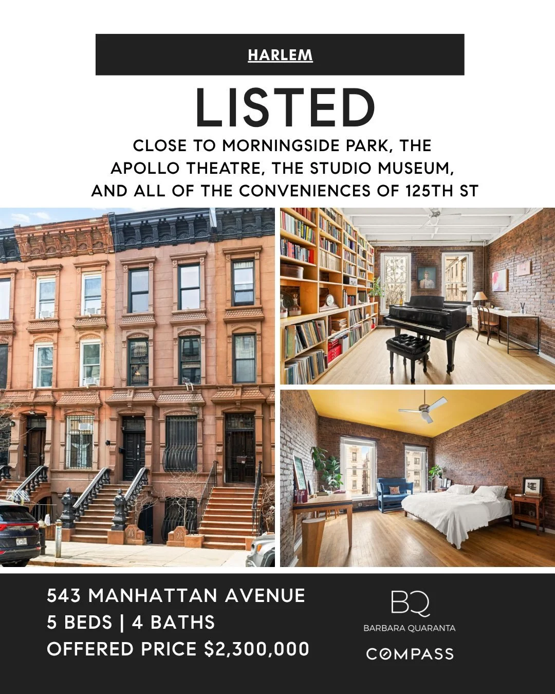 Listed | Historic Harlem Brownstone ✨
📍 543 Manhattan Avenue | Harlem, NYC
💲 Offered at $2,350,000
🛏️ 5 Beds | 🛁 4 Baths | 📐 3,420 Sq Ft

View Full Listing https://zurl.co/bGqoD 

Step into the timeless charm of this 19th-century Harlem brownsto
