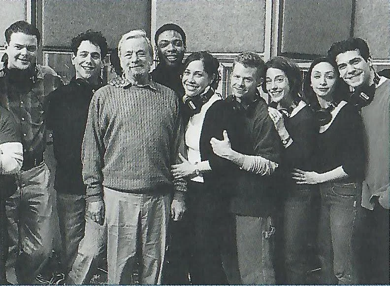 Rachel (third from right) at the Hit Factory in New York with Stephen Sondheim and the cast of Saturday Night . 