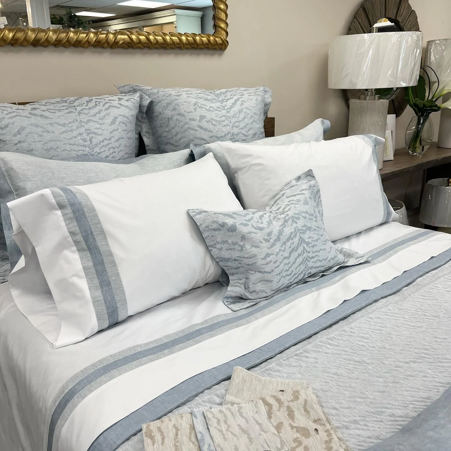 Introducing our new Home Treasures bed! Treat yourself to Home Treasures Luxury Italian Linens this Holiday season. Visit our showroom or reach out to us by November 13th to get your custom bedding in time for Christmas!