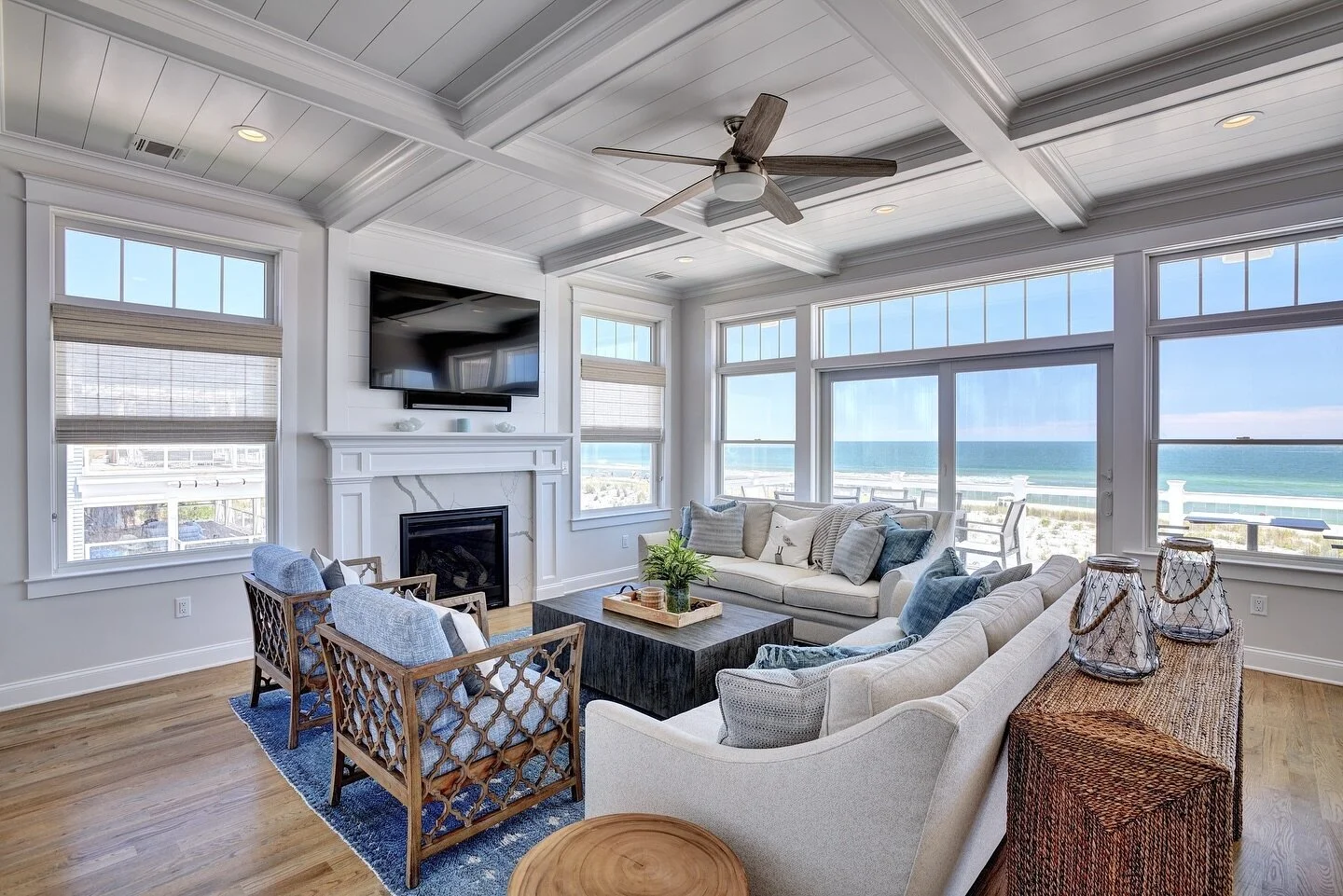 Diving into style with this oceanfront great room, where every piece tells a story🌊✨ featuring the exquisite craftsmanship of Vanguard Furniture, the elegance of  Villa &amp; House, and the perfect finishing touches from Uttermost. Creating waves of