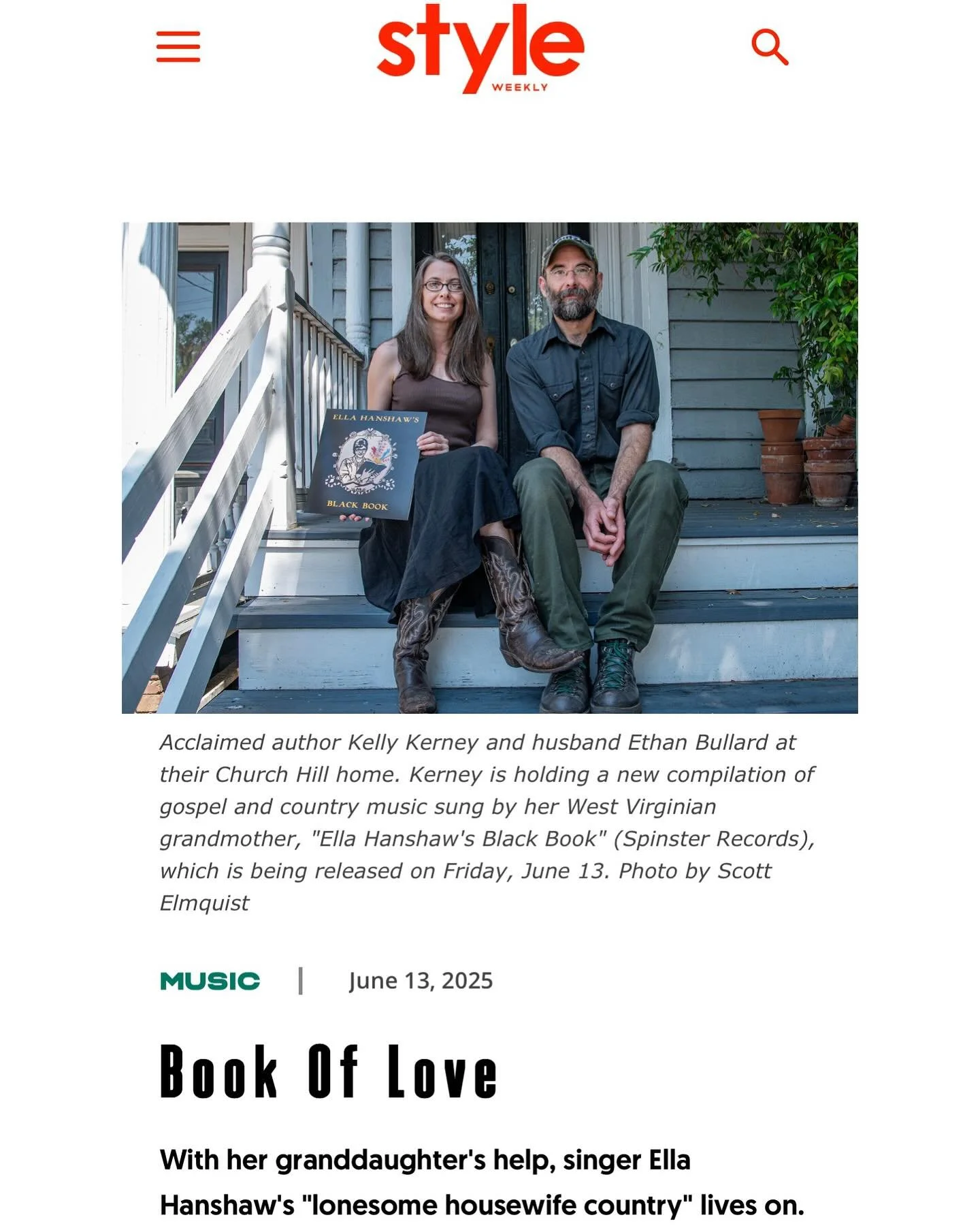 Thank you to Don Harrison of @wtjuradio for the wonderful @styleweekly feature on ELLA HANSHAW&rsquo;S BLACK BOOK, detailing Ella&rsquo;s granddaughter Kelly Kerney&rsquo;s efforts to preserve and share her grandmother&rsquo;s music. 

&ldquo;&rsquo;