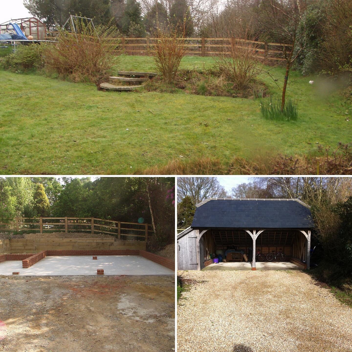 Oak framed garage project completed in #Heathfield #uckfield #Eastsussex #oakframegardenbuilding.