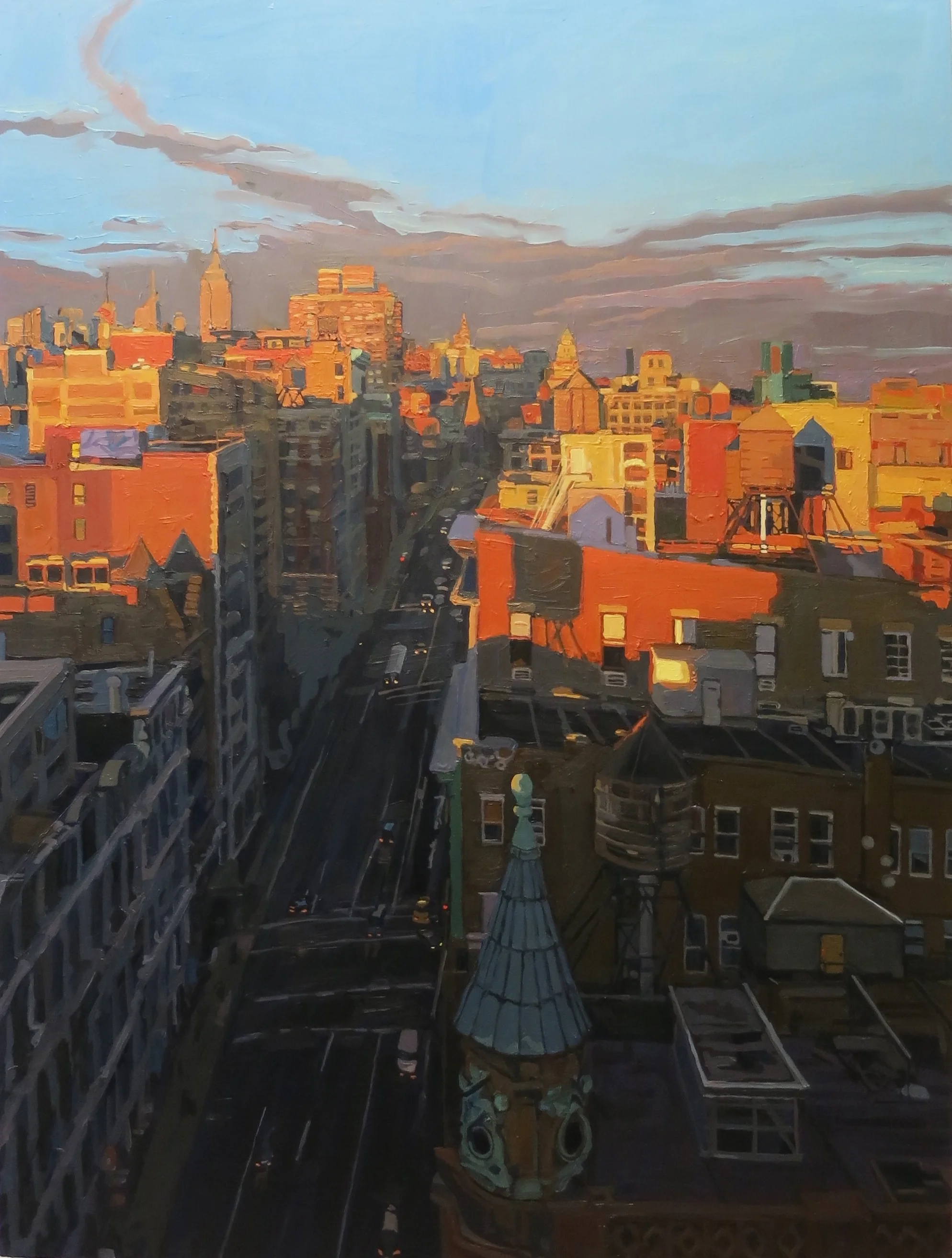 Last Light Empire State, oil on panel, 48x36