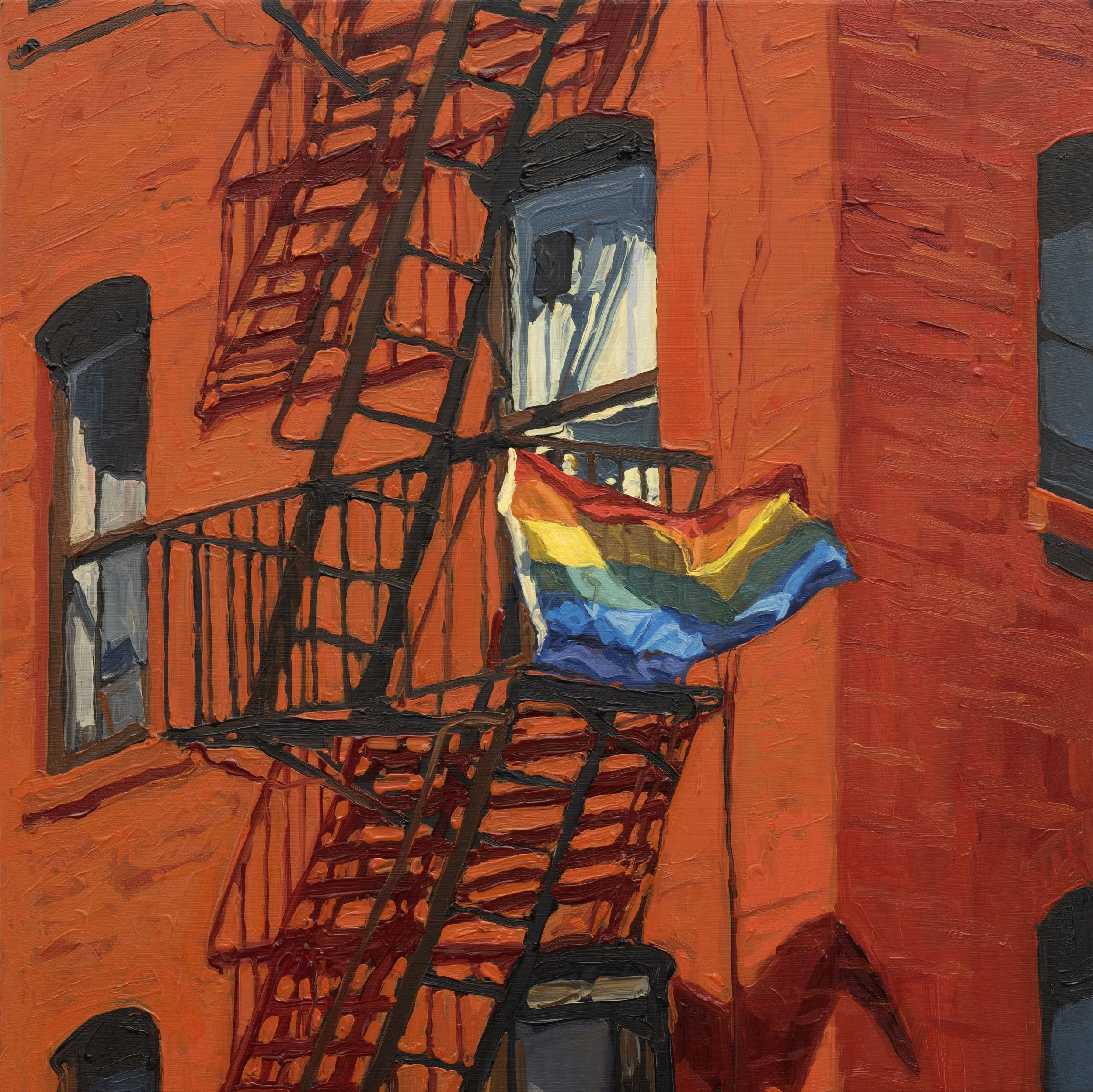Rainbow Flag, oil on panel, 14x14