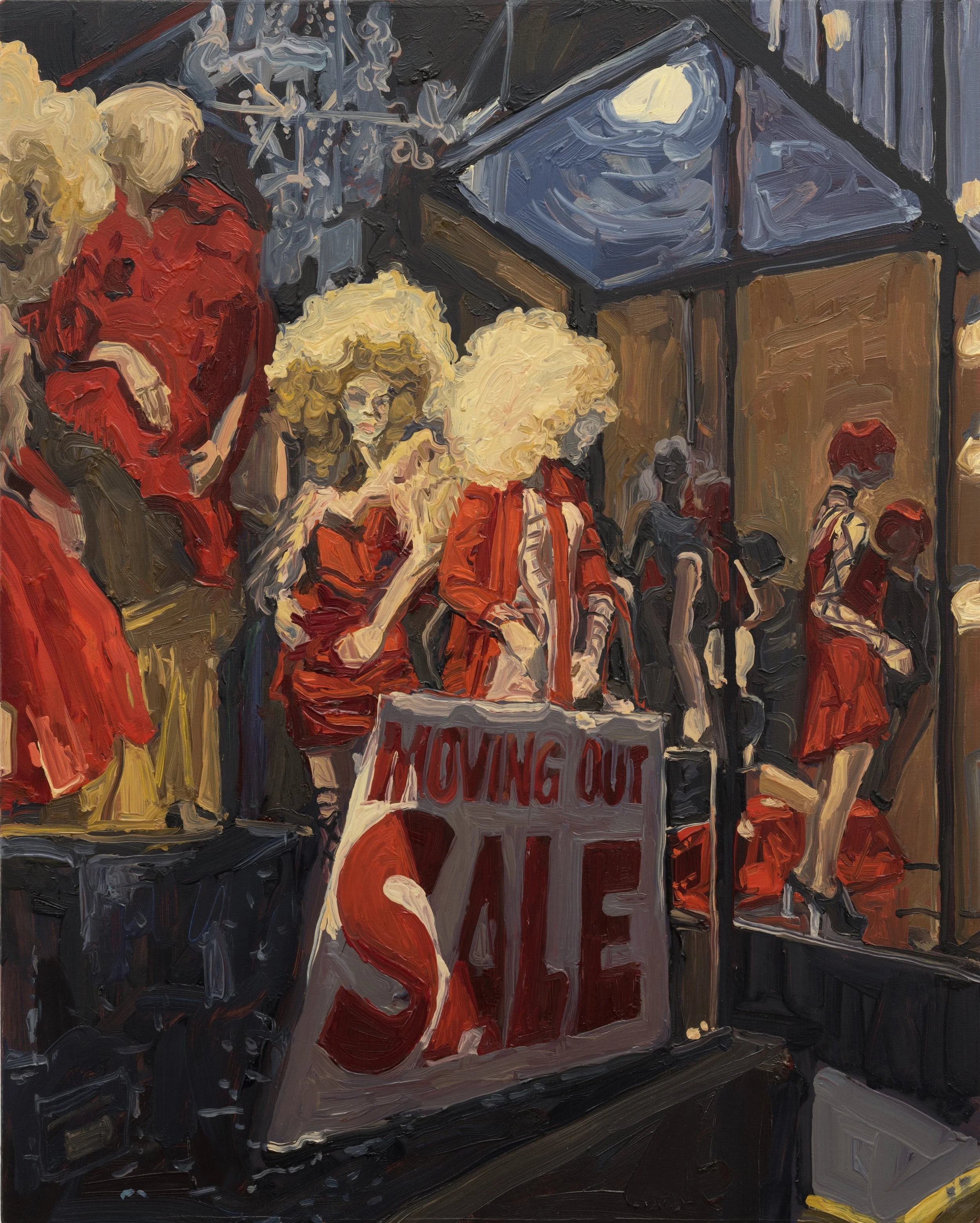 Moving Out Sale, oil on panel, 20x16