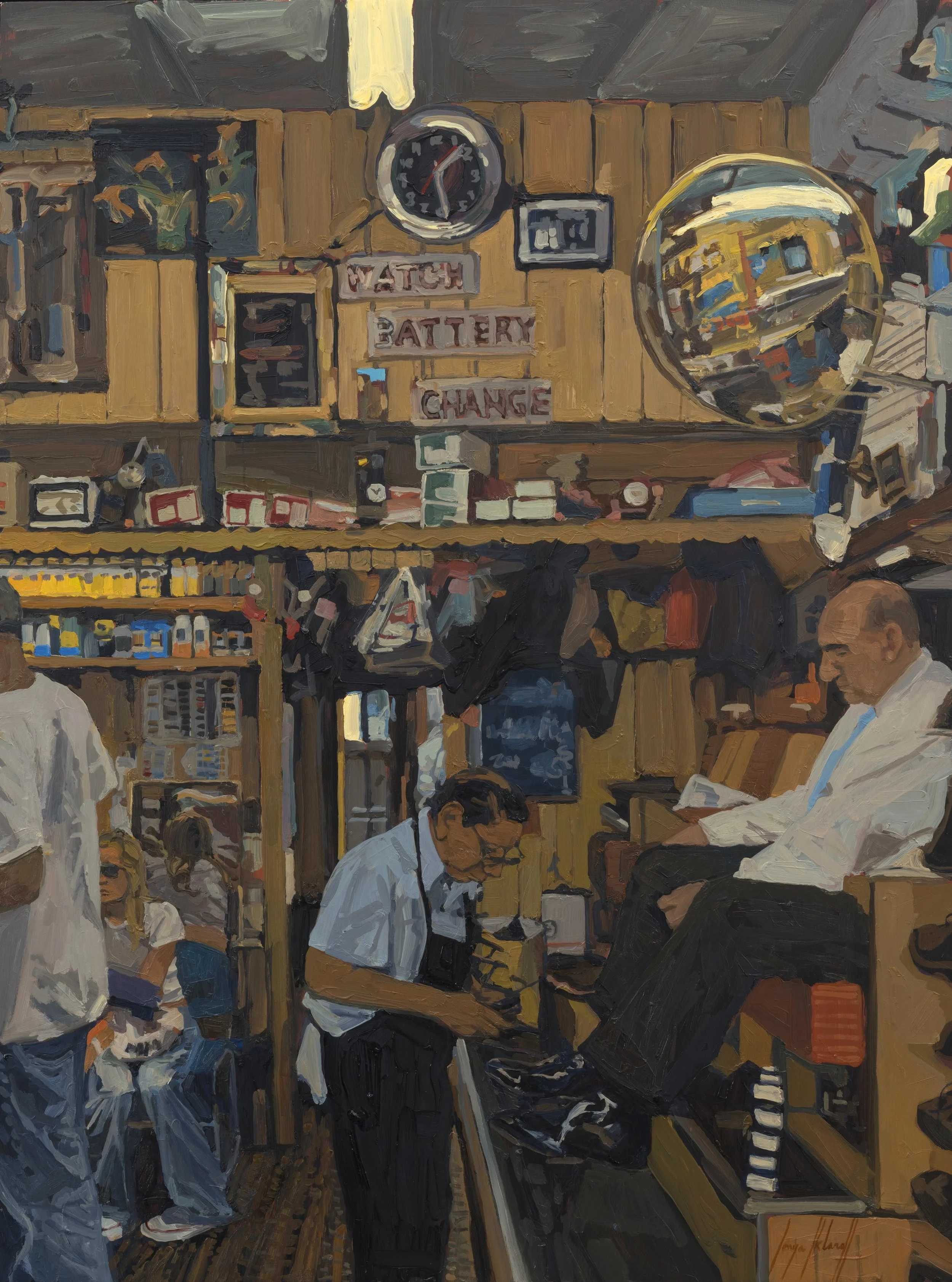 Watch Battery Change, oil on panel, 40x30