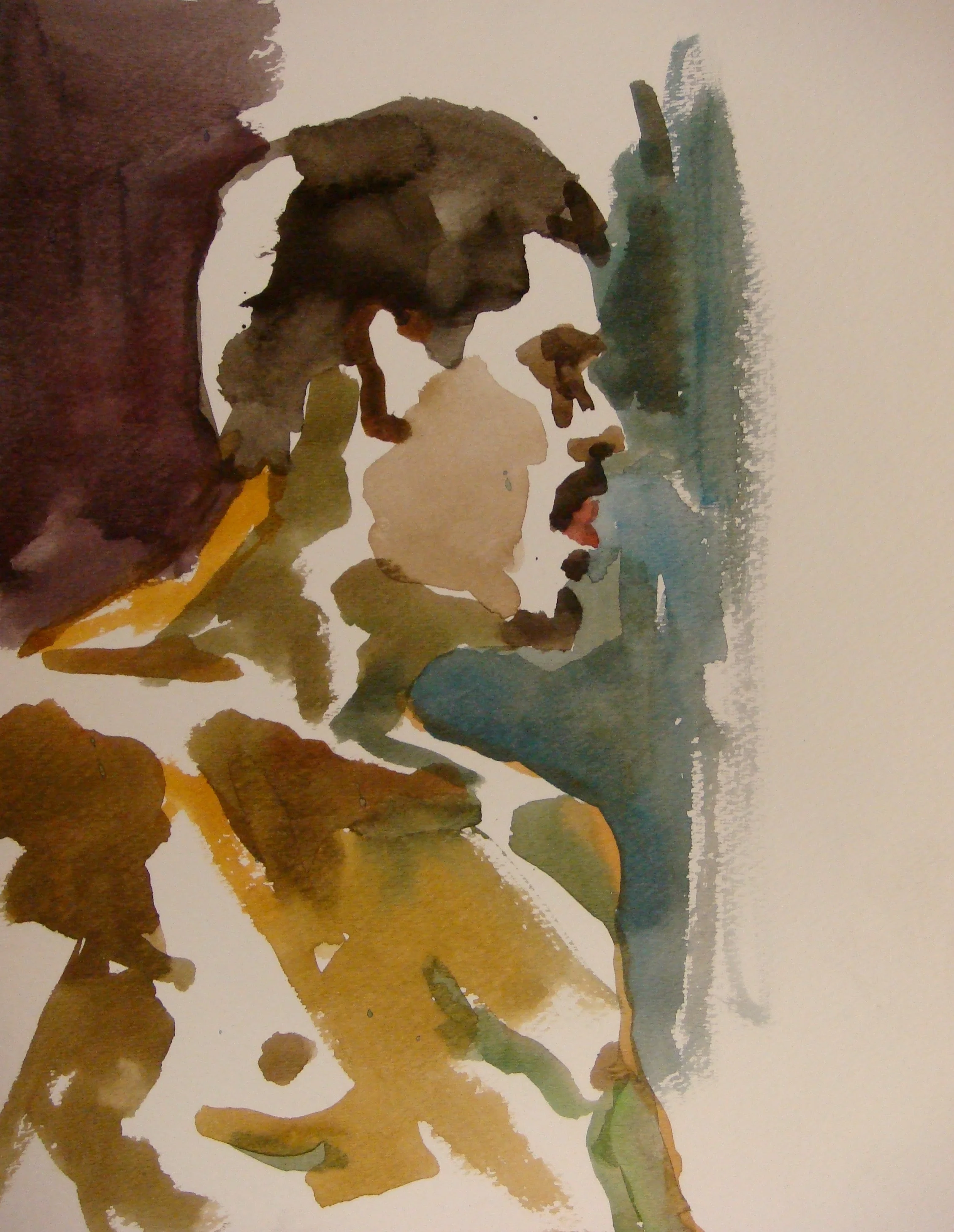 Man in Profile, 14x10, watercolor on paper