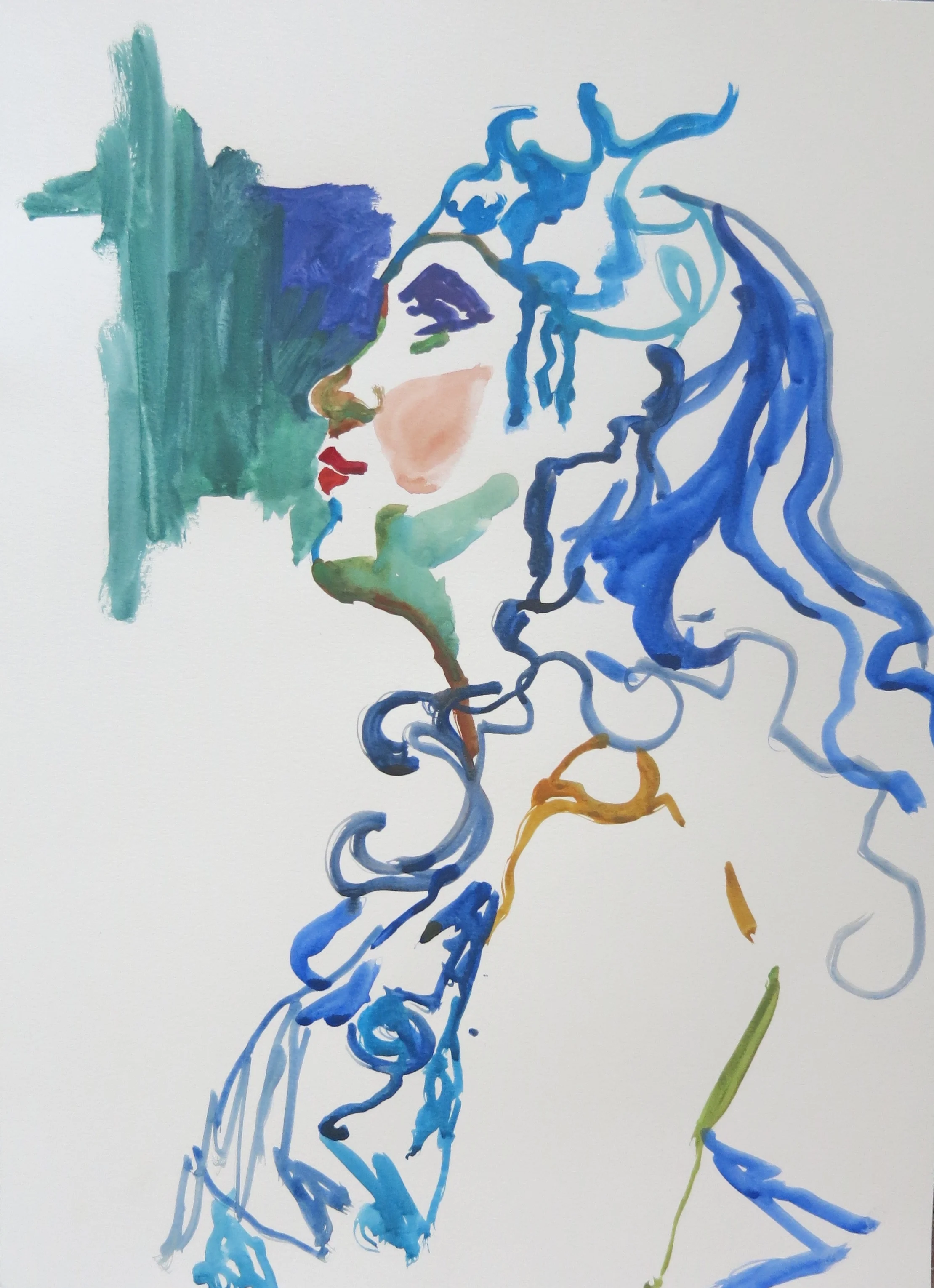 Drea the Mermaid, 15x11, watercolor on paper