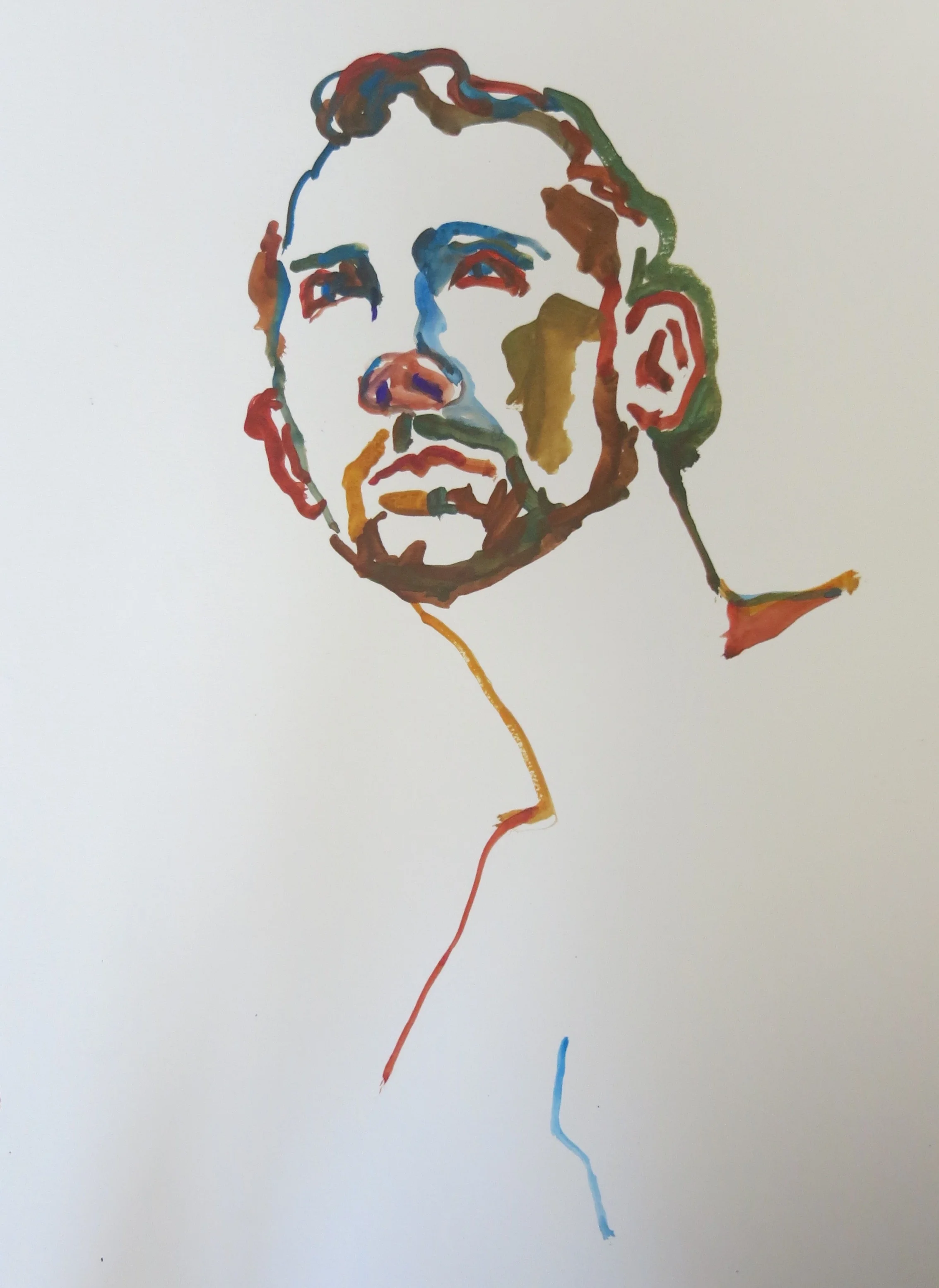 9986 Man in Thought, 15x11, watercolor on paper