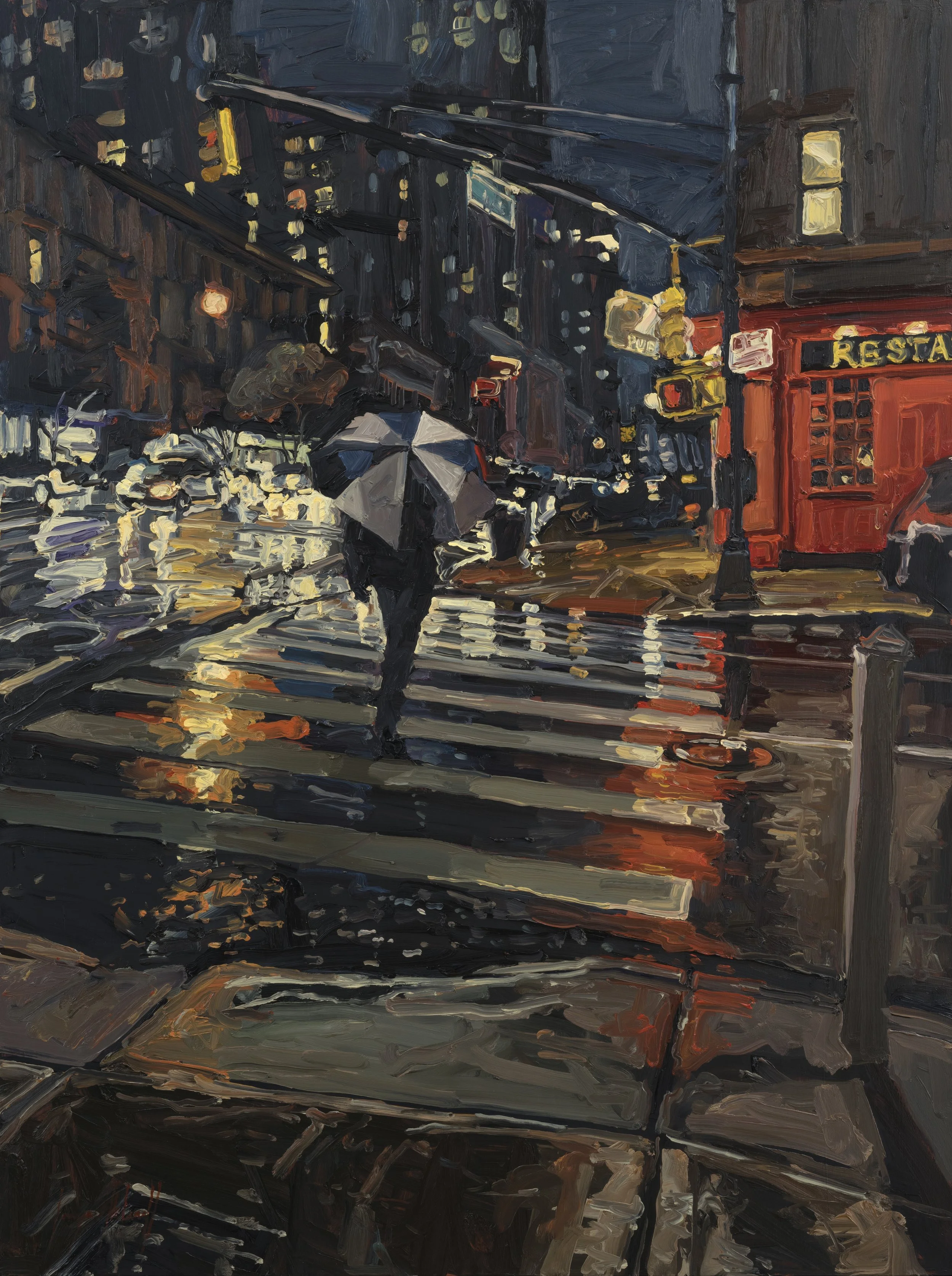 Raining at the Pub , oil on panel, 48x36