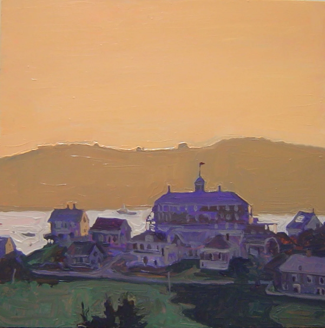    Monhegan Sunset,  oil on panel, 14x14  