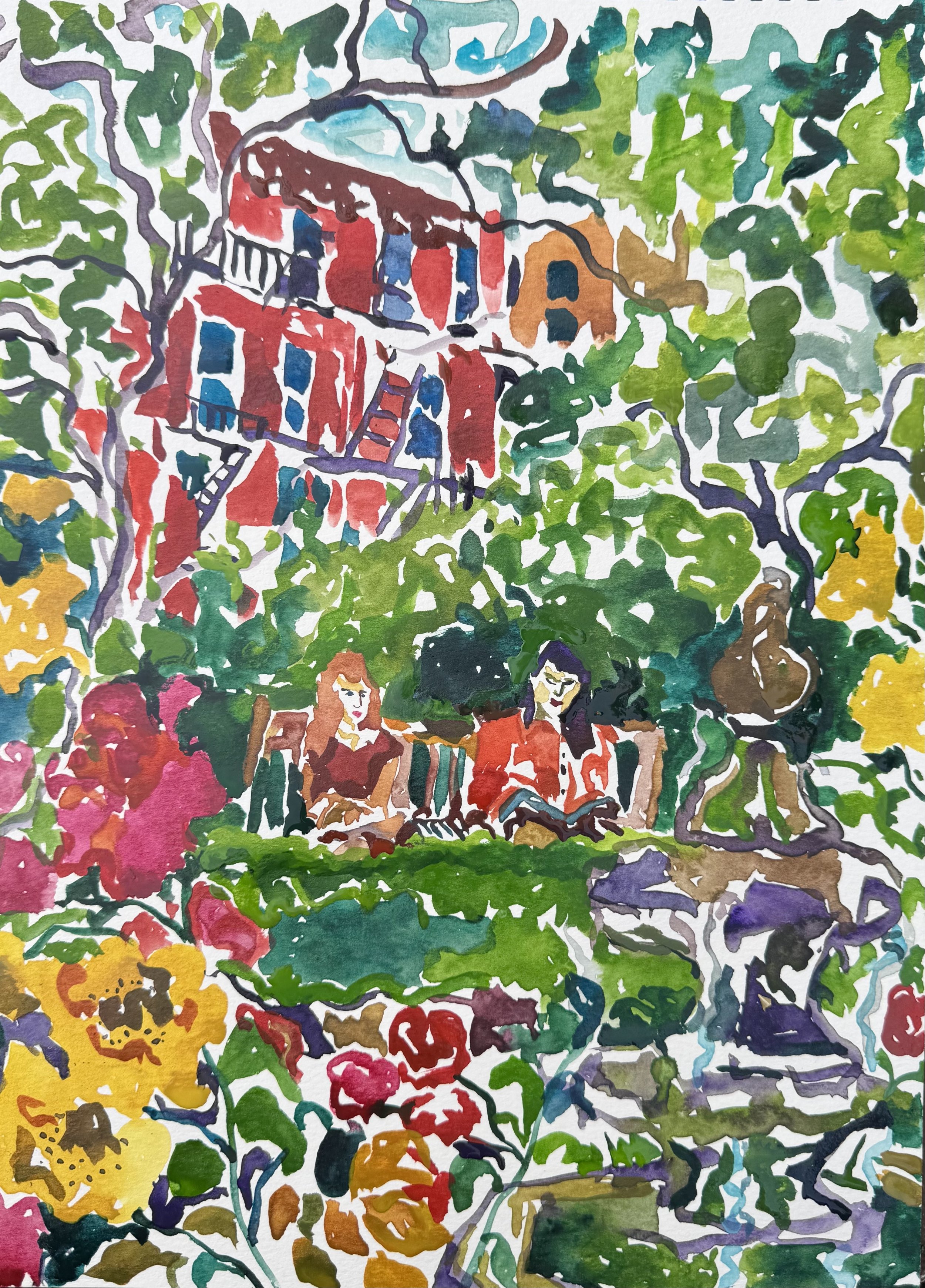   Jefferson Market Garden in the Fall , watercolor on paper, 15×11 inches 