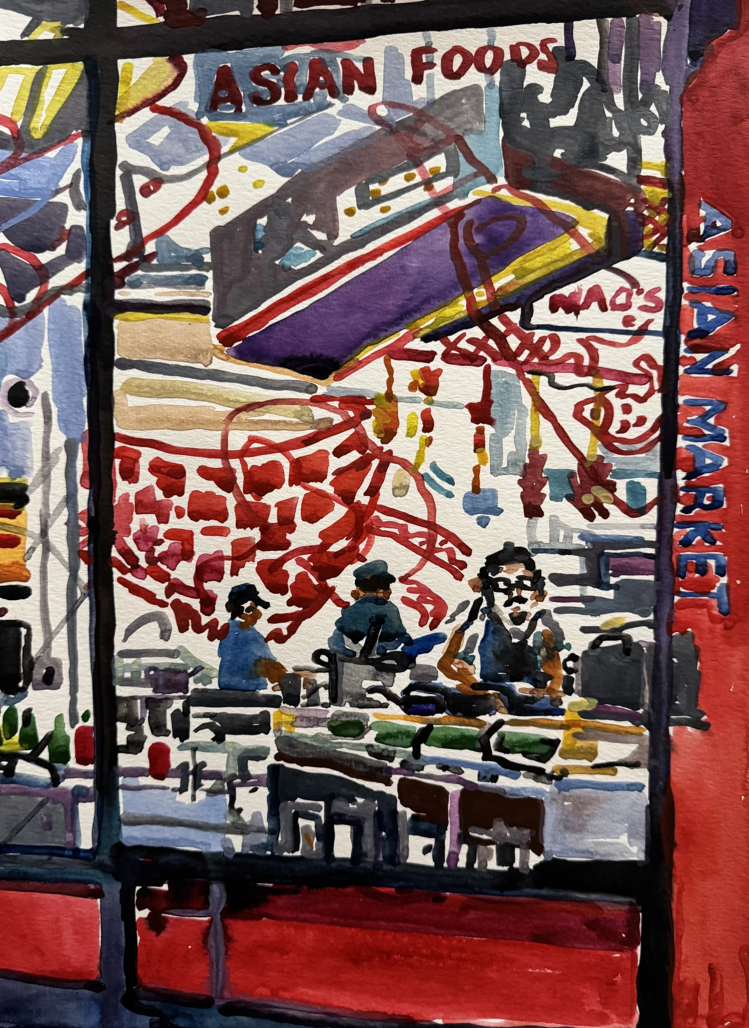   Chelsea Market Asian Foods , watercolor on paper, 15×11 inches 