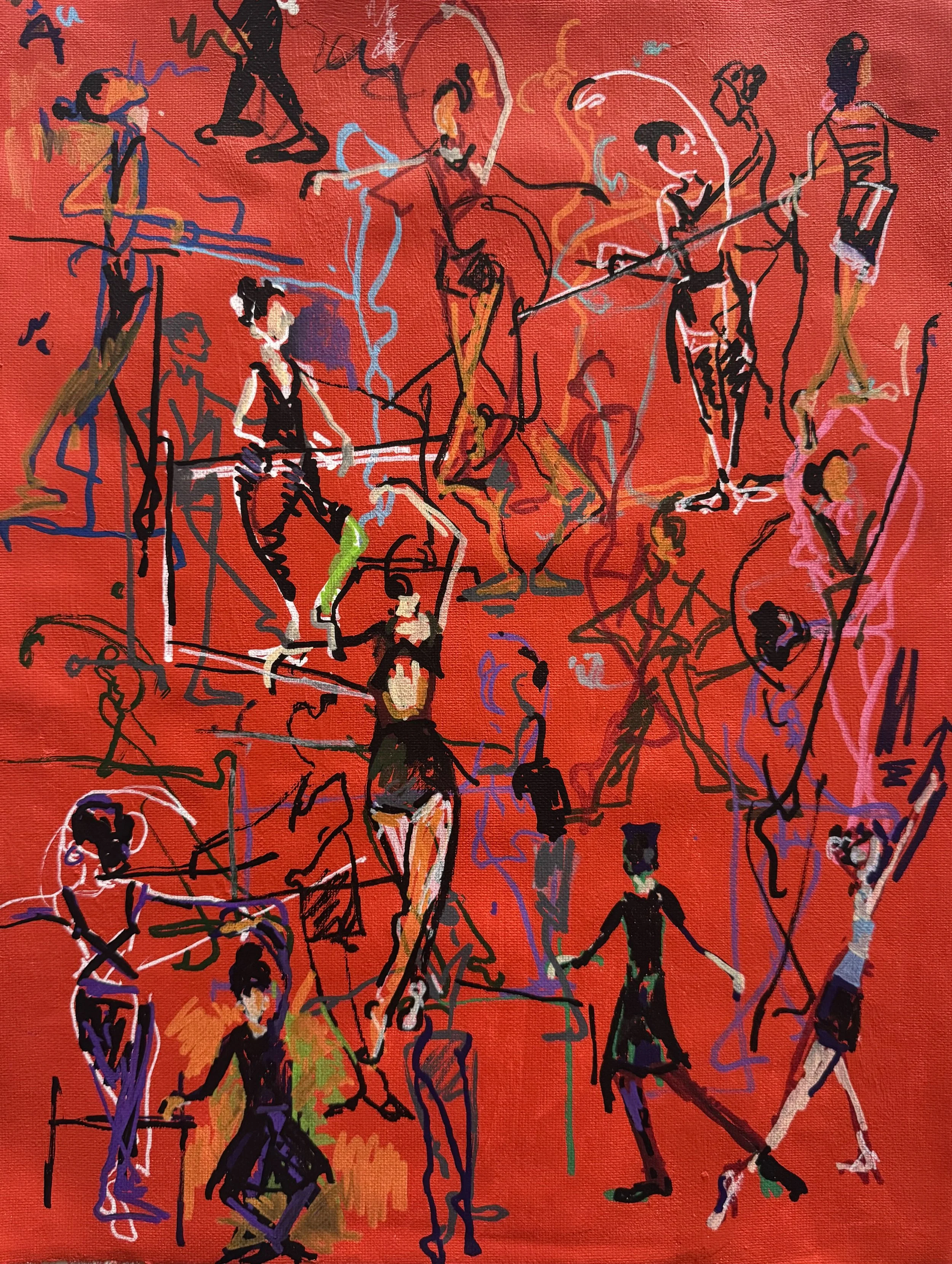   Peridance Ballet at the barre , acrylic paint pen on canvas, 16×12 inches SOLD 