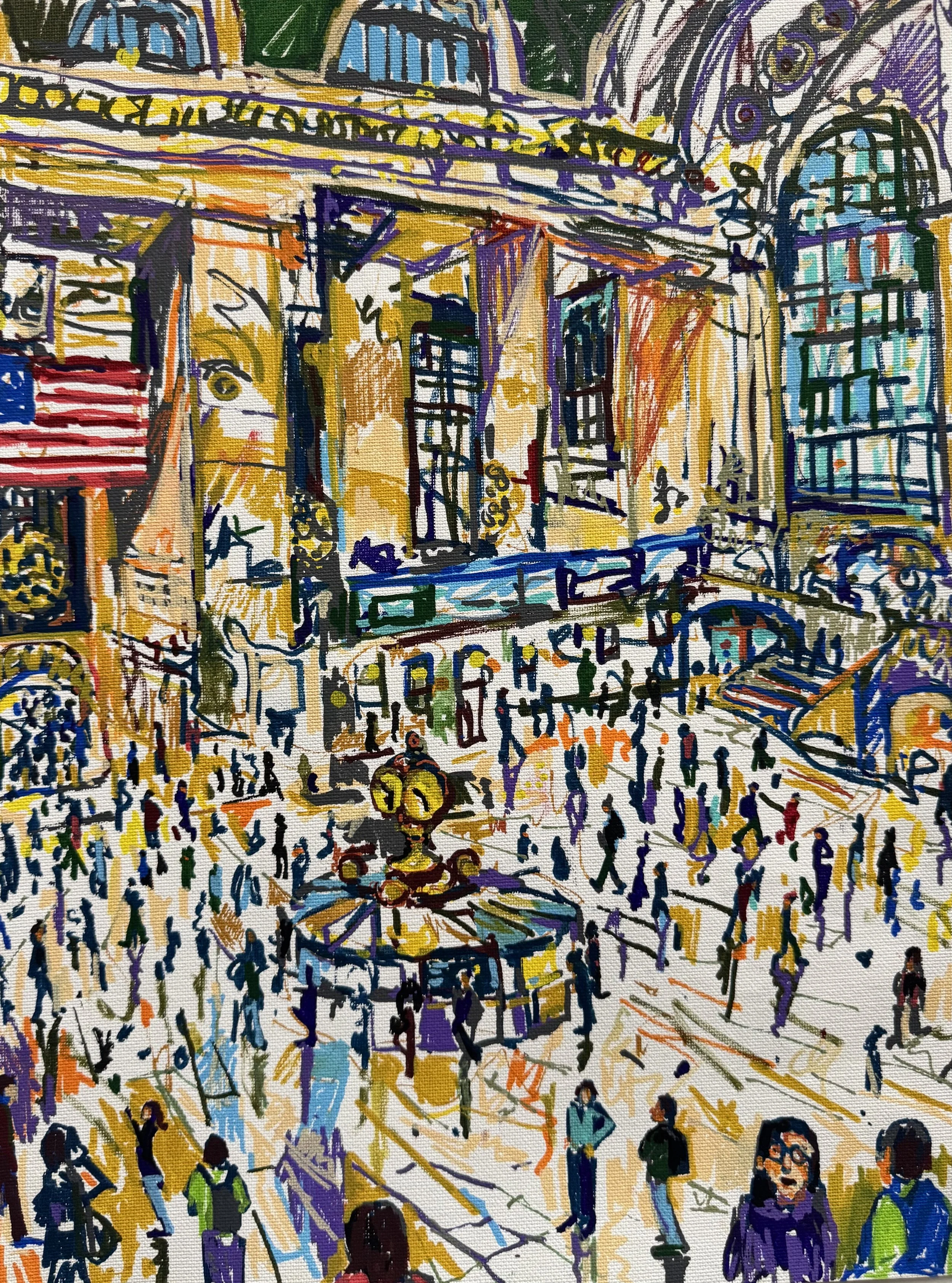   Grand Central Terminal , acrylic paint pen on canvas, 16×12 inches 