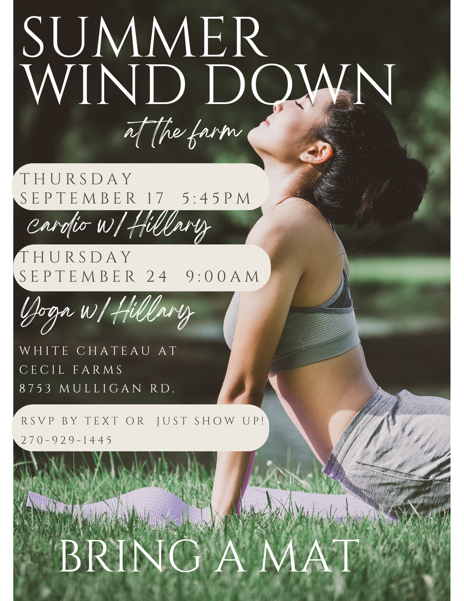 Summer Wind-down Workout on the Farm - Evening Session