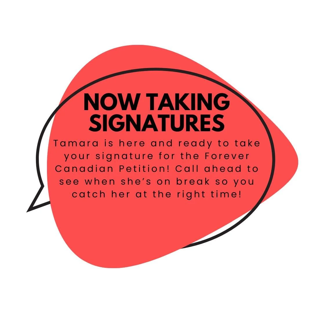 Take time out of your day to come see Tamara here at The Wig Boutique to add your name to the Forever Canadian Petiton! We hope to see you here!