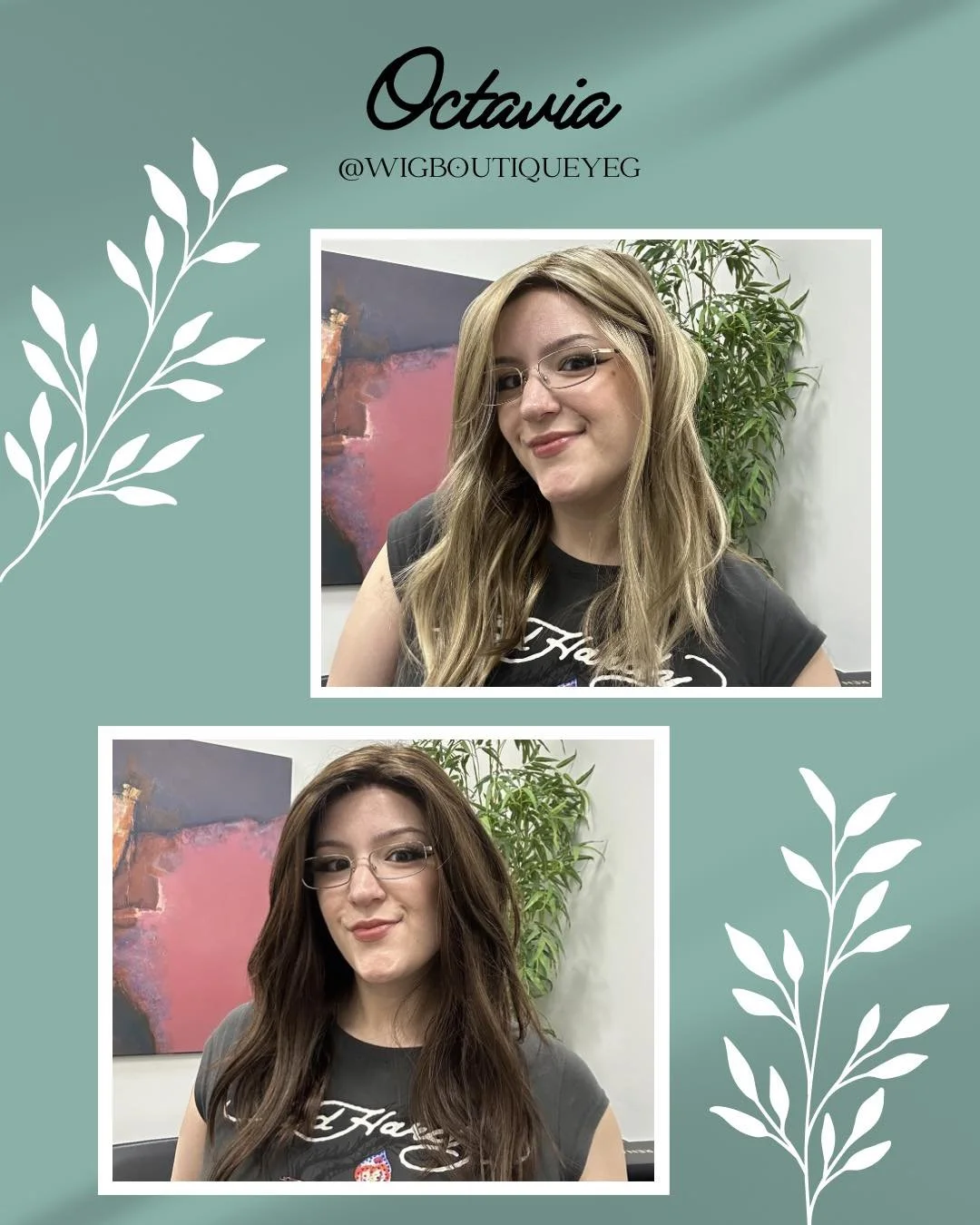 💕 Another new wig&hellip; Octavia! In this post you can see her in Malibu Blonde (top) and Cocoa Bean (bottom)