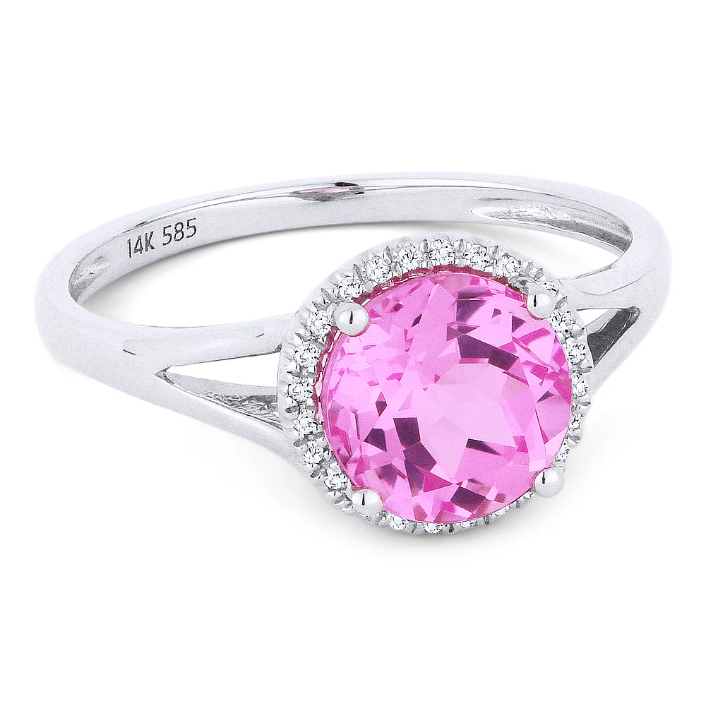 14k Madison  Pink Corrundum and Diamond Ring 