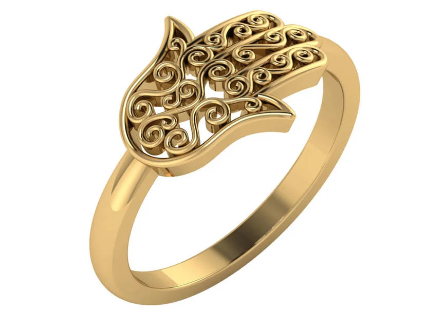 14K Filigree Hamsa Ring  
