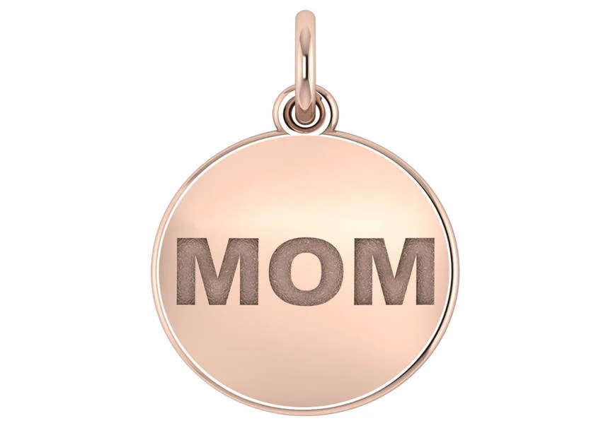 15mm solid gold mom pendant
